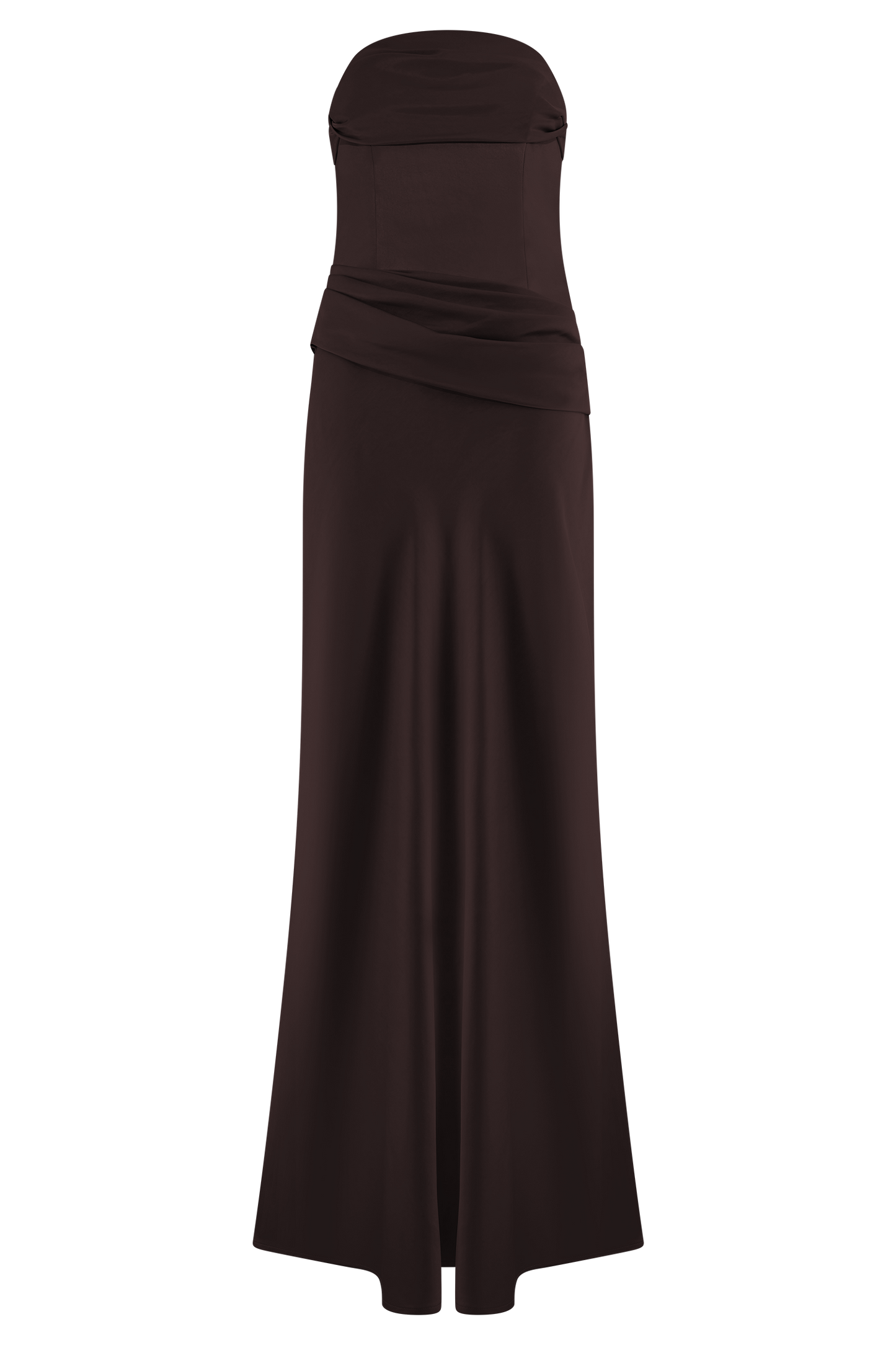 Jasmine Strapless Satin Maxi Dress - Dark Chocolate