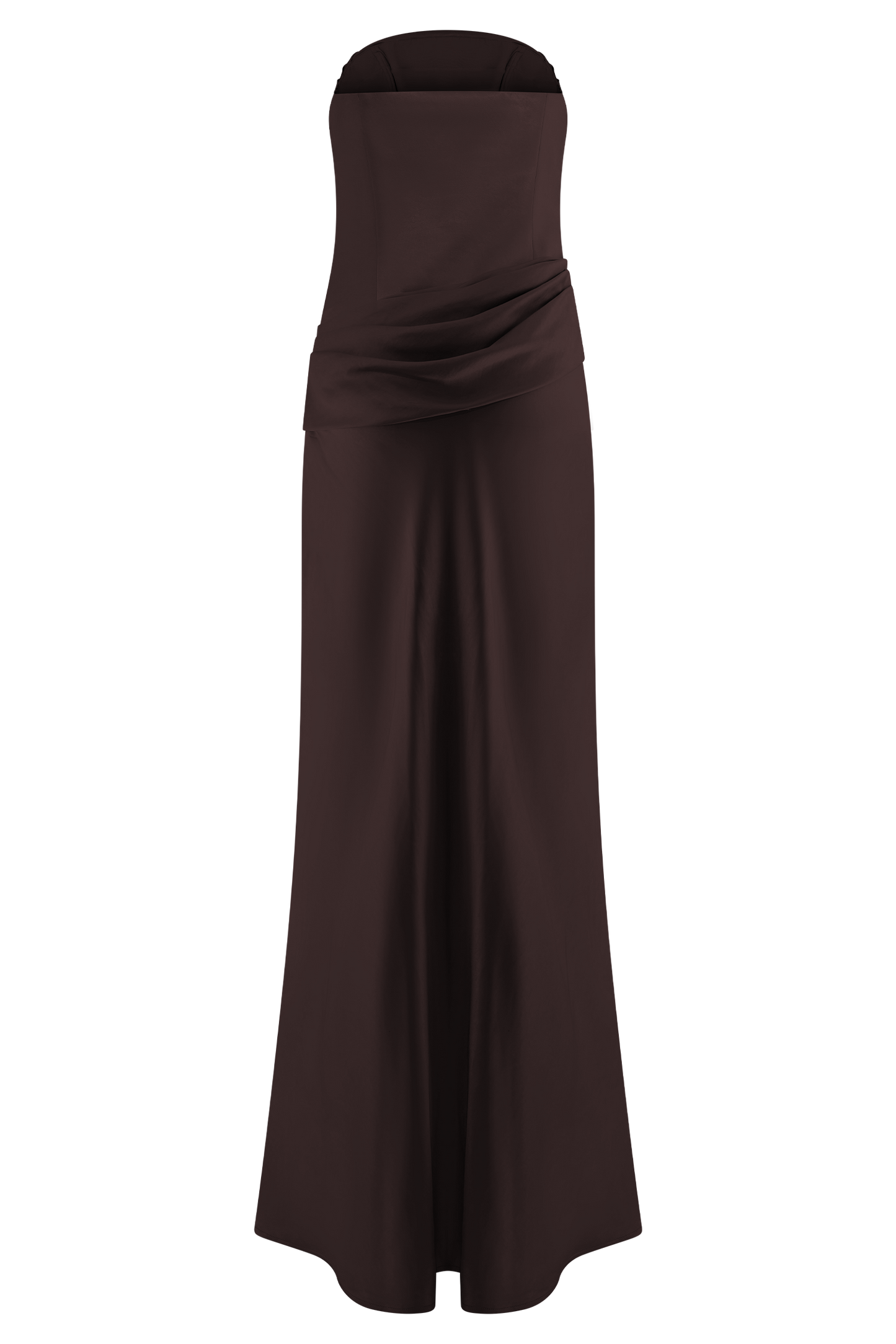 Jasmine Strapless Satin Maxi Dress - Dark Chocolate