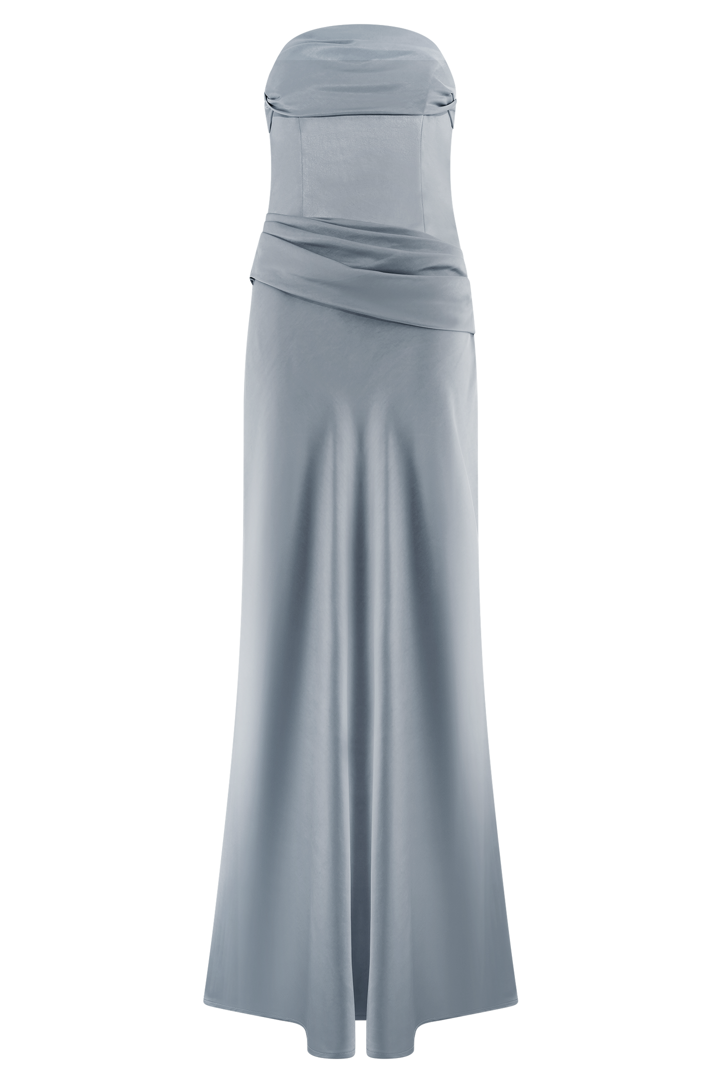 Jasmine Strapless Satin Maxi Dress - Frosted Blue