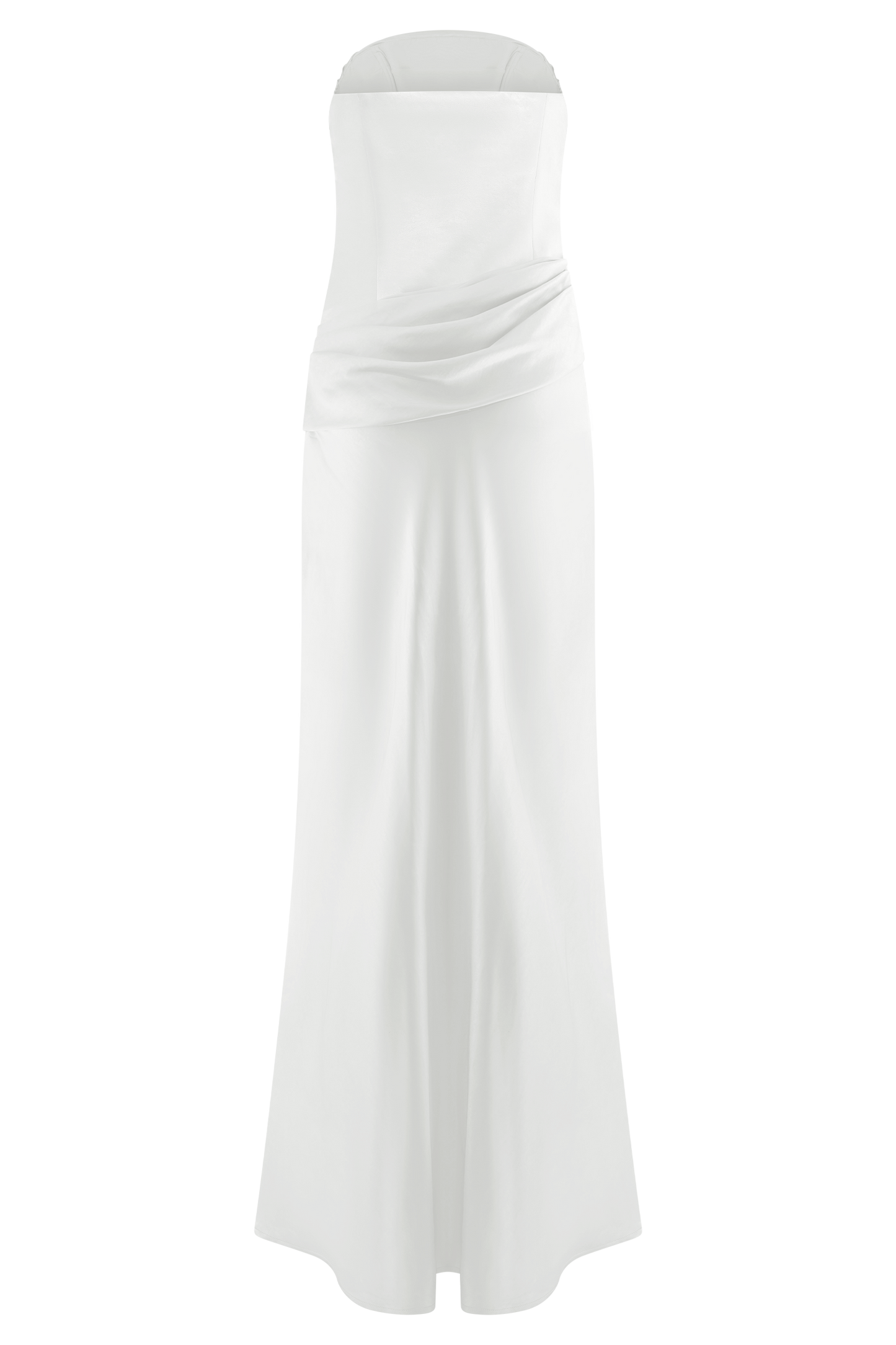 Jasmine Strapless Satin Maxi Dress - White