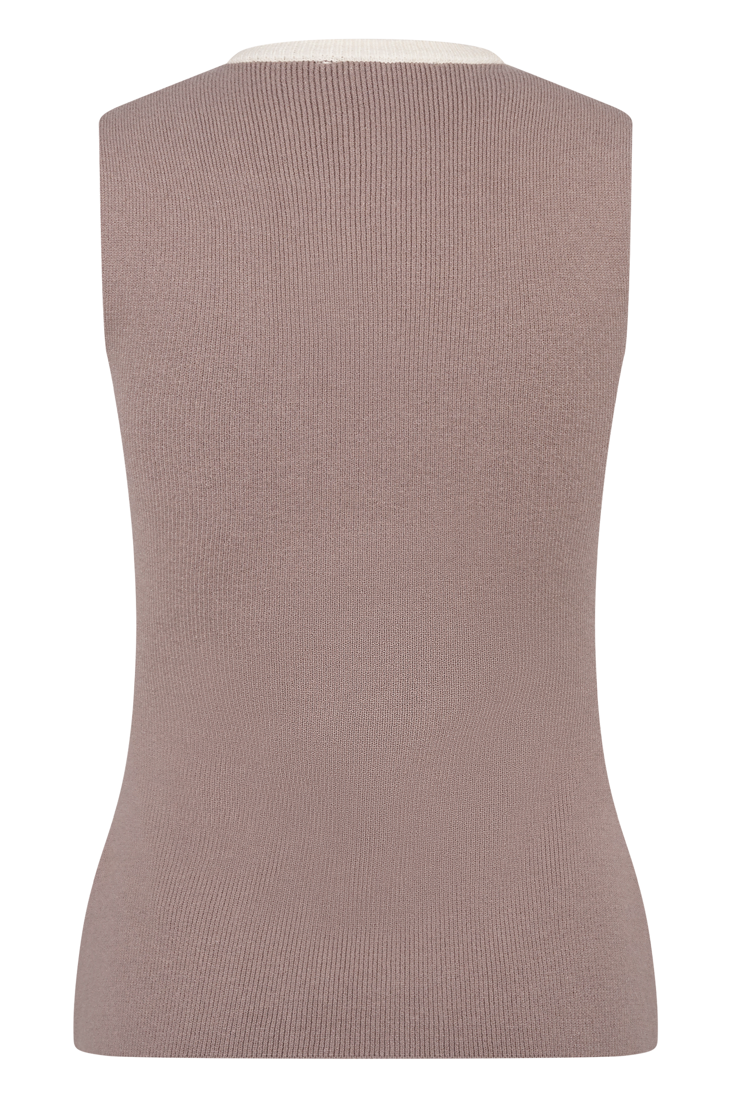 Julianne Contrast Knit Top - Pebble/Ivory