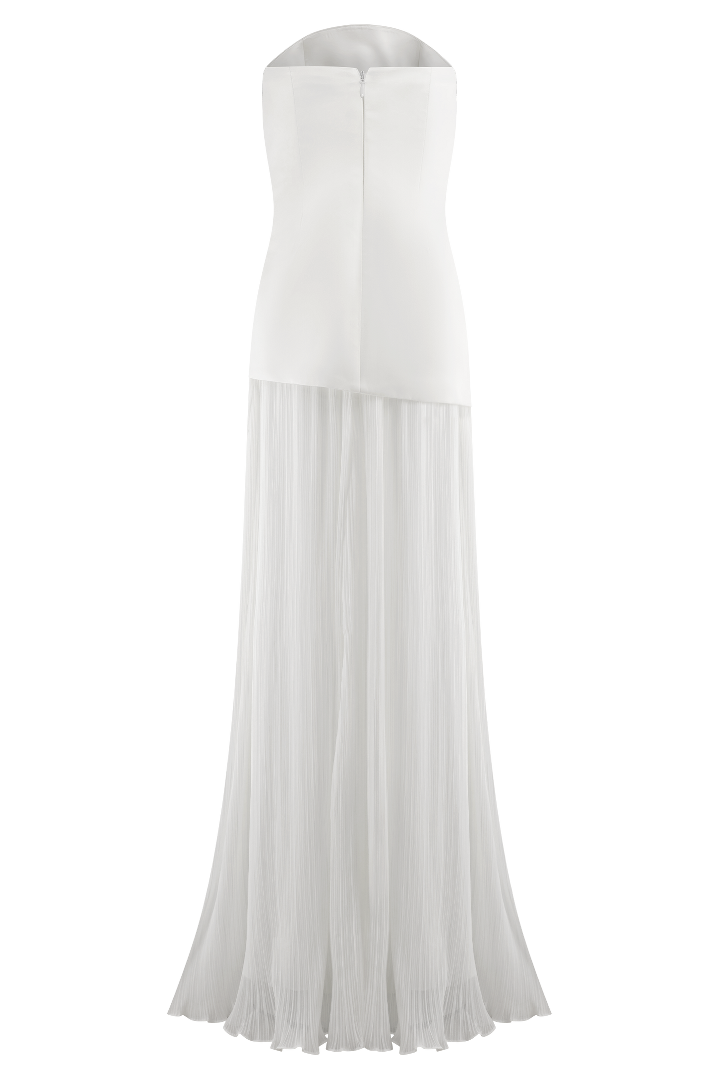 Juno Strapless Pleated Maxi Gown - White