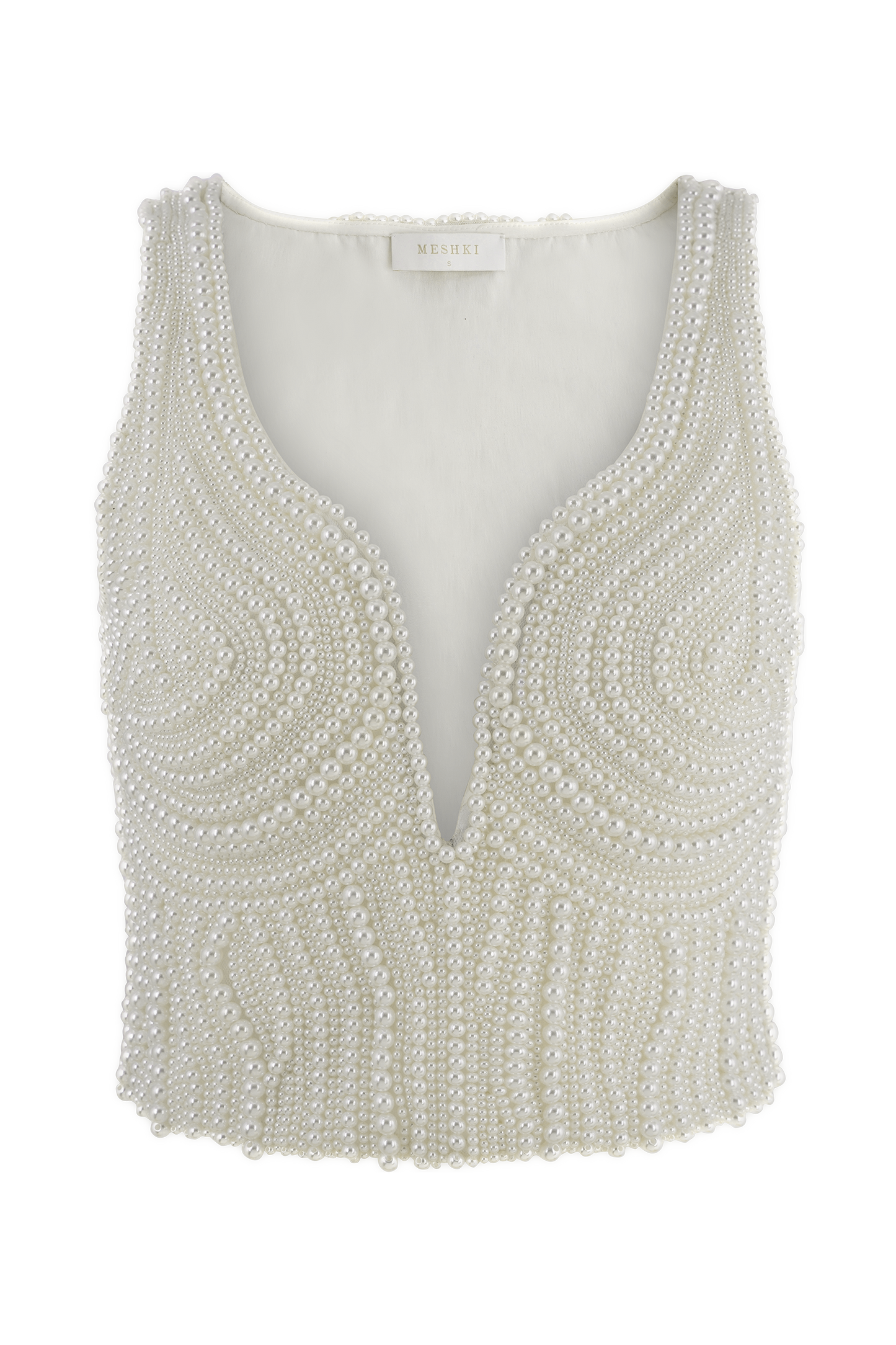 Kathia Pearl Hand Beaded Top - White