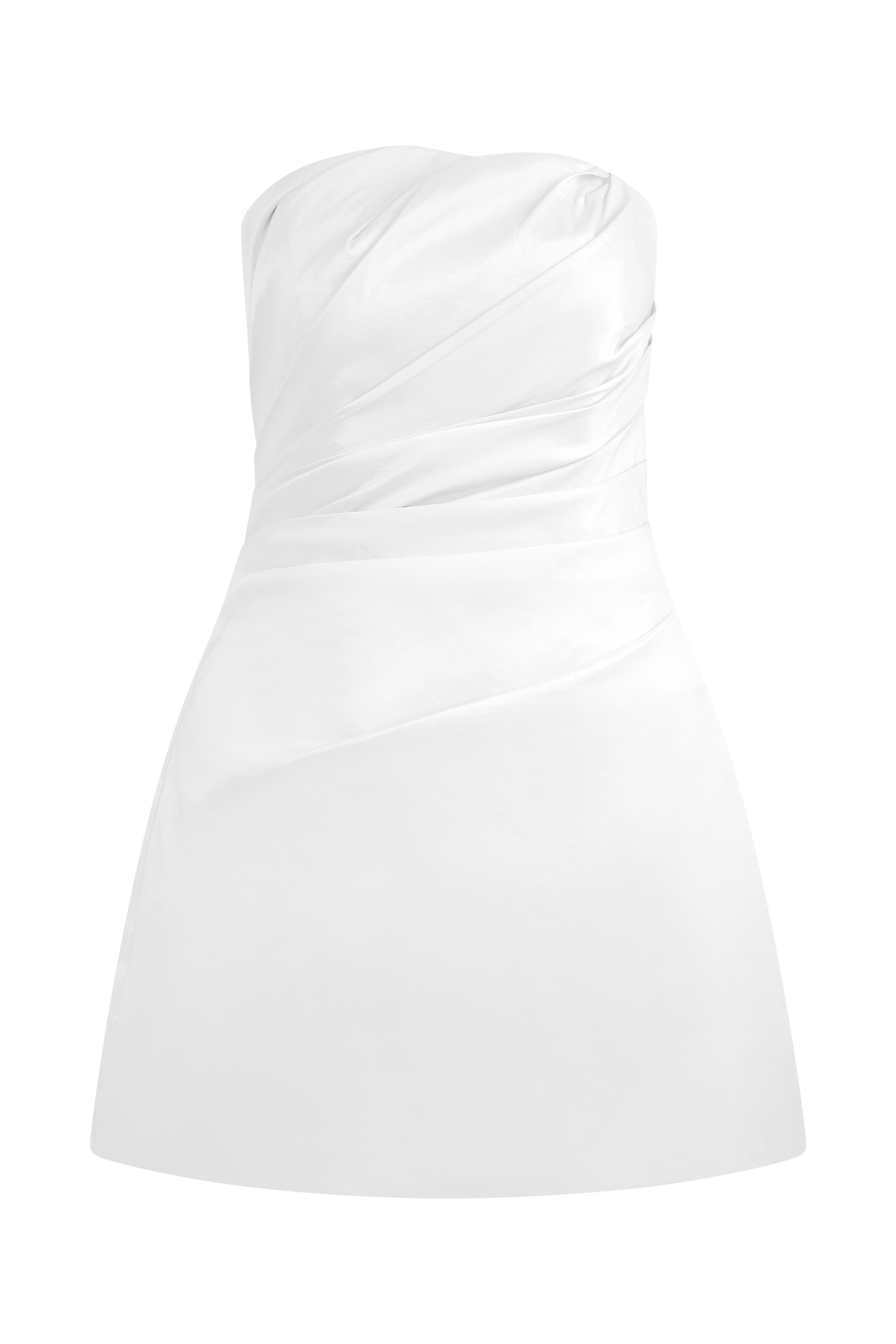 Leslie Gathered Taffeta Mini Dress - White