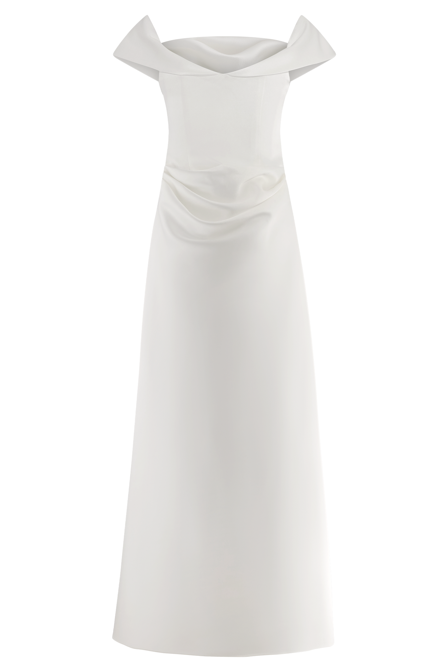 Luna Satin Off Shoulder Gown - White