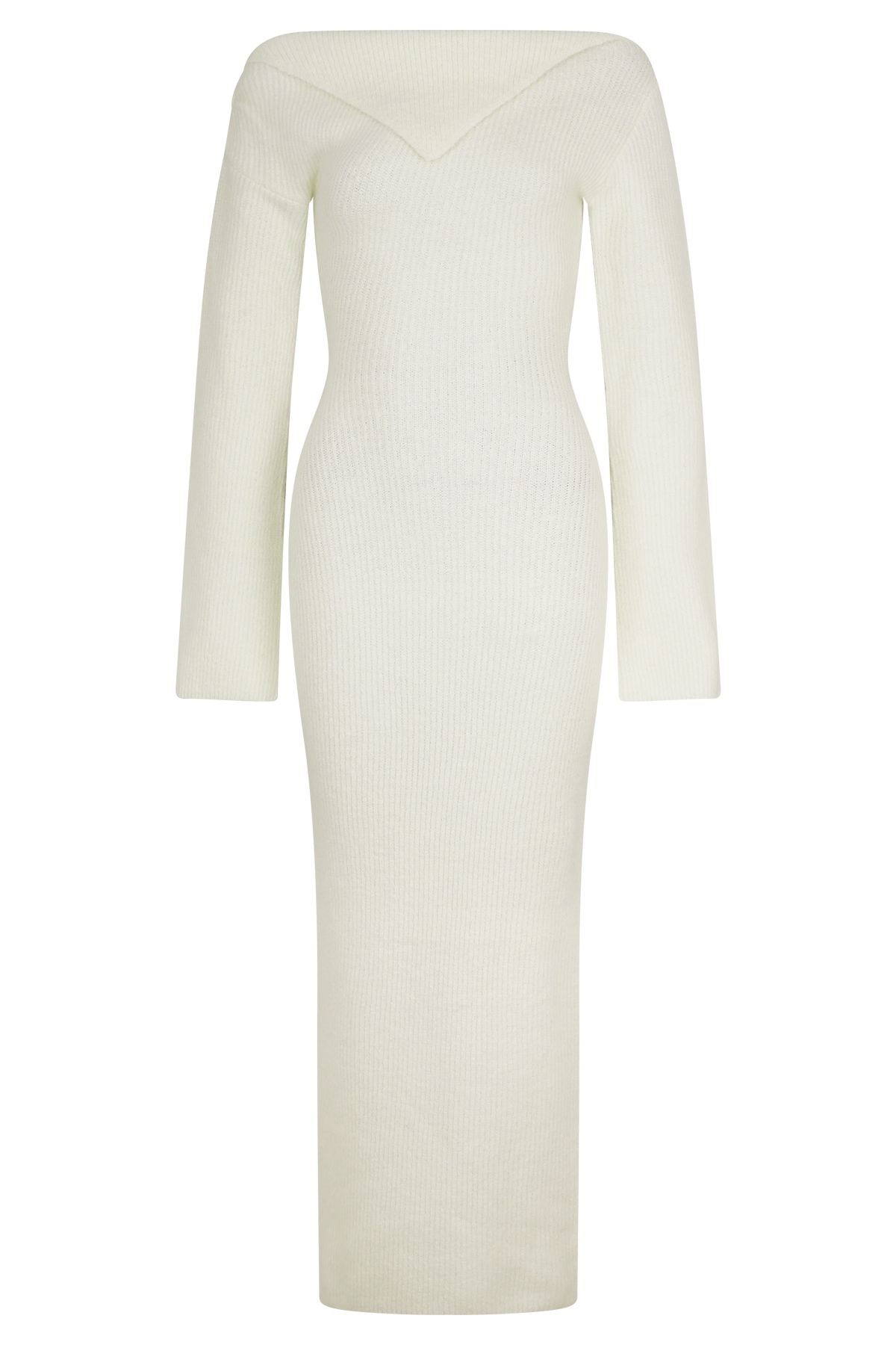 Magenta One Shoulder Fluffy Knit Midi Dress - Ivory