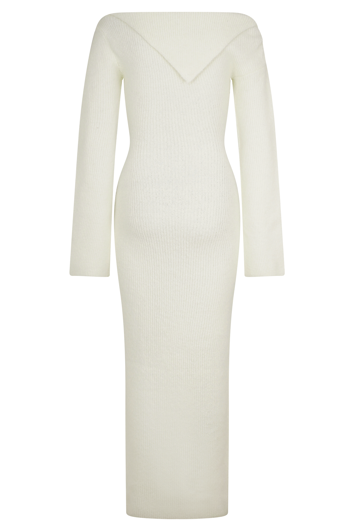 Magenta One Shoulder Fluffy Knit Midi Dress - Ivory