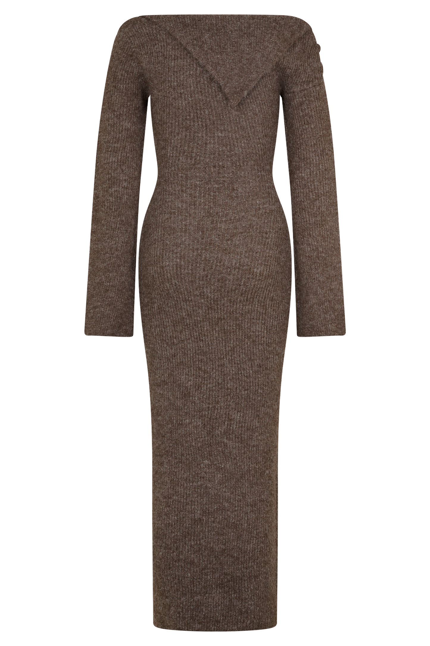 Magenta One Shoulder Fluffy Knit Midi Dress - Pecan