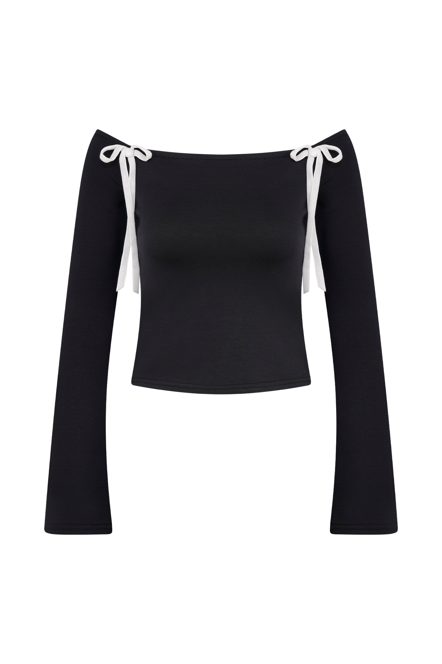 Marlene Scuba Jersey Contrast Top - Black/White