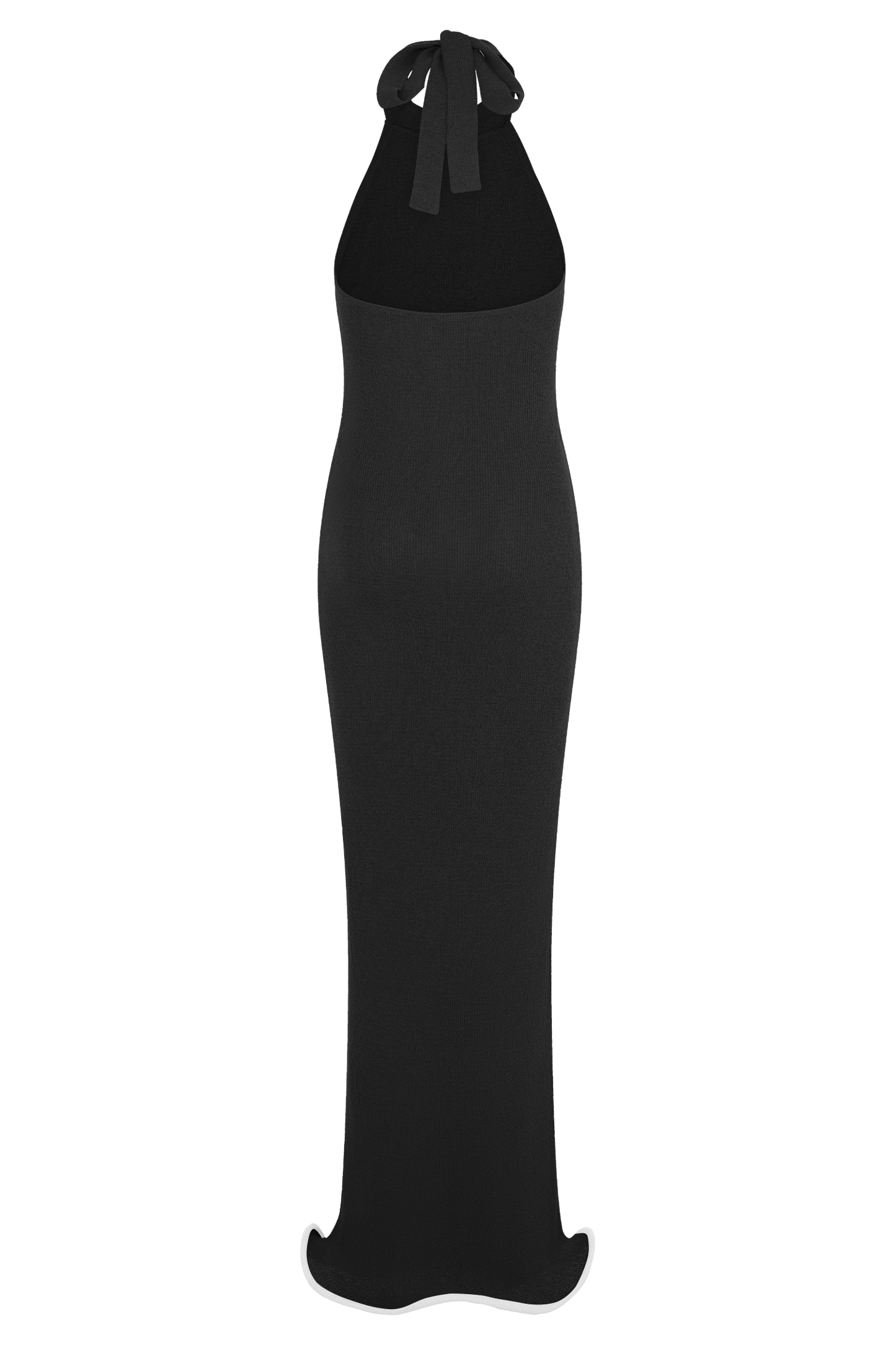 Melodie Halter Knit Maxi Dress - Black/White