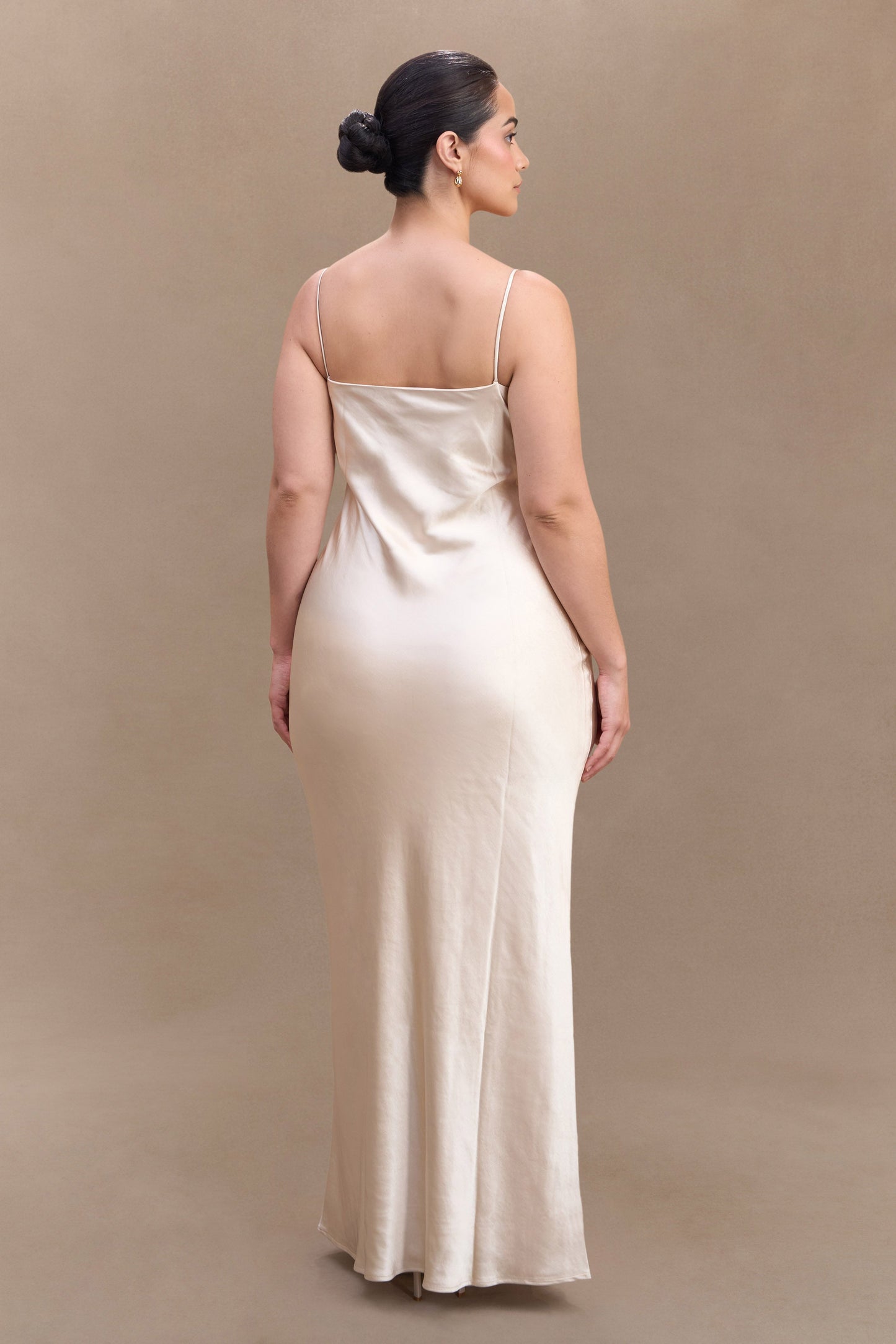 Lilly Sweetheart Satin Maxi Dress - Blush Gold