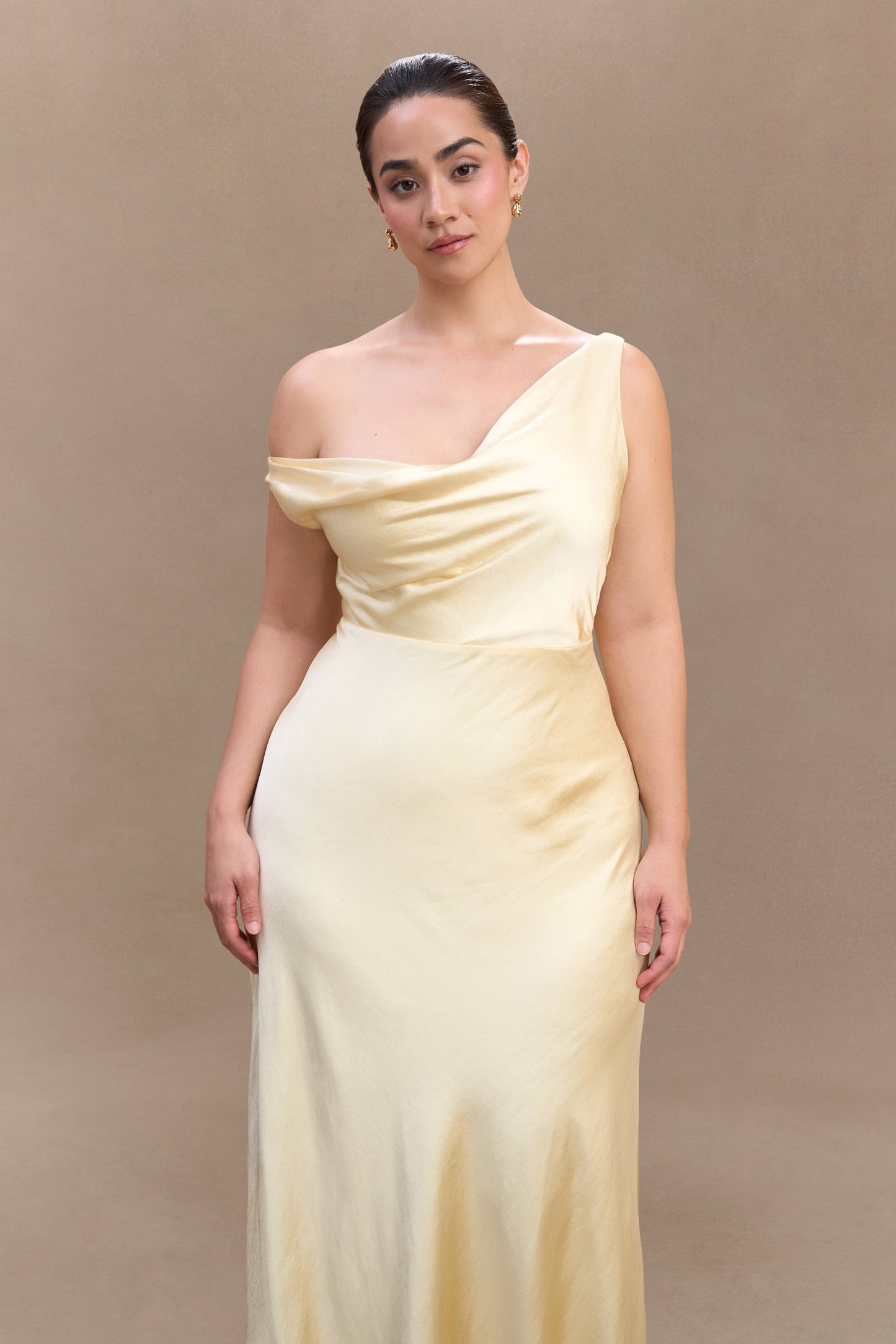 Jacinta One Shoulder Maxi Dress - Pastel Lemon