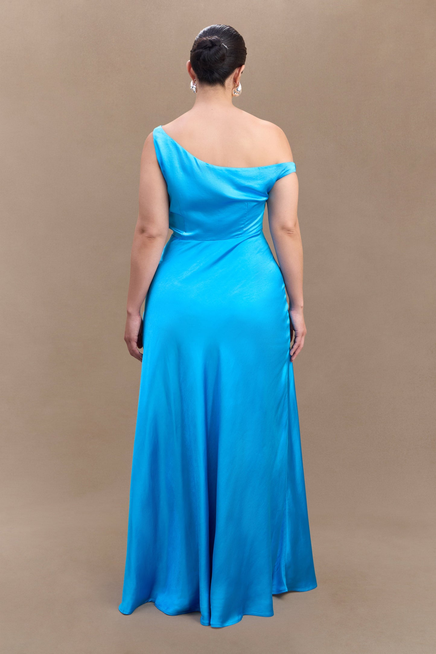 Jacinta One Shoulder Maxi Dress - Cyan Blue