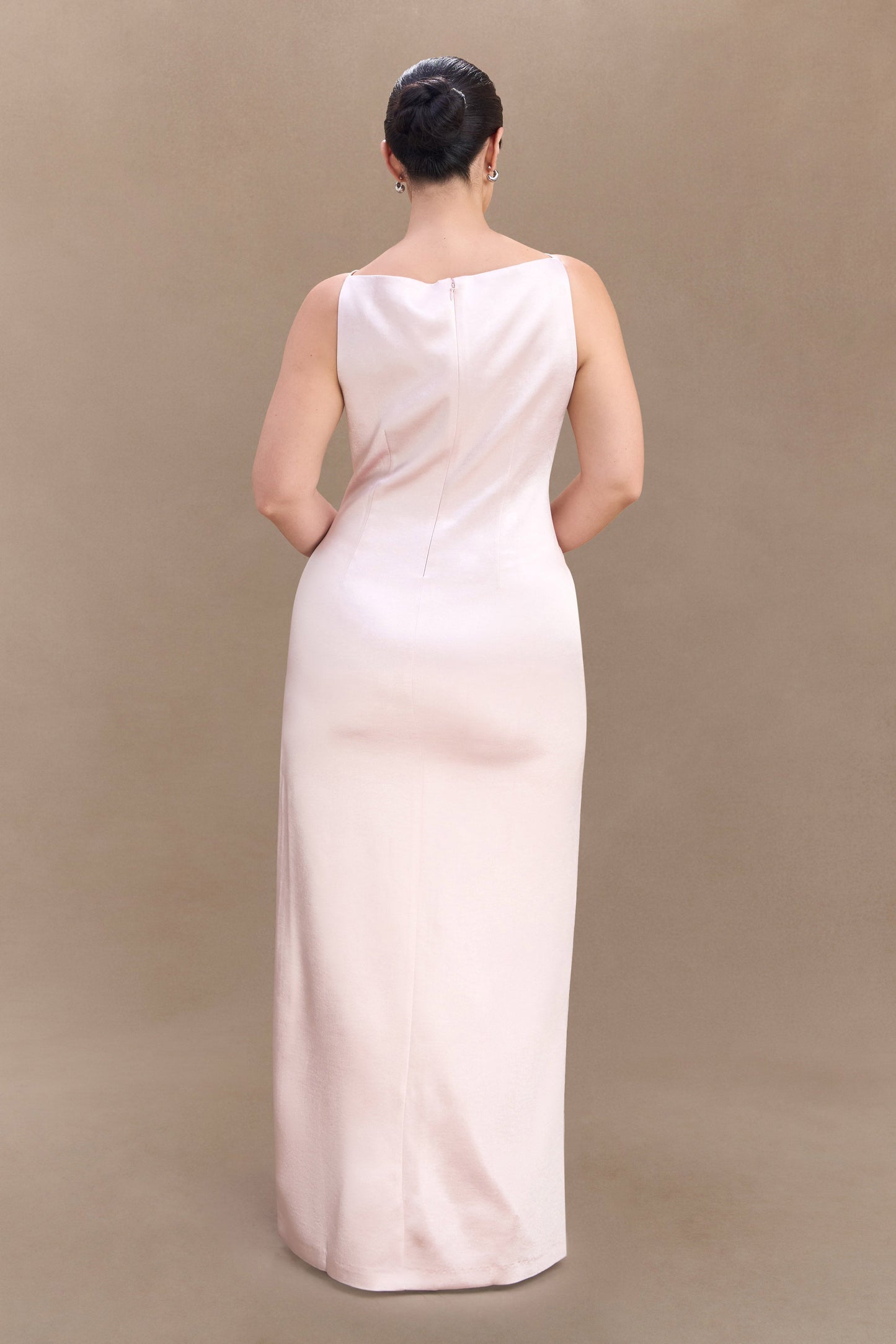 Violet Sleeveless Satin Maxi Dress - Soft Pink