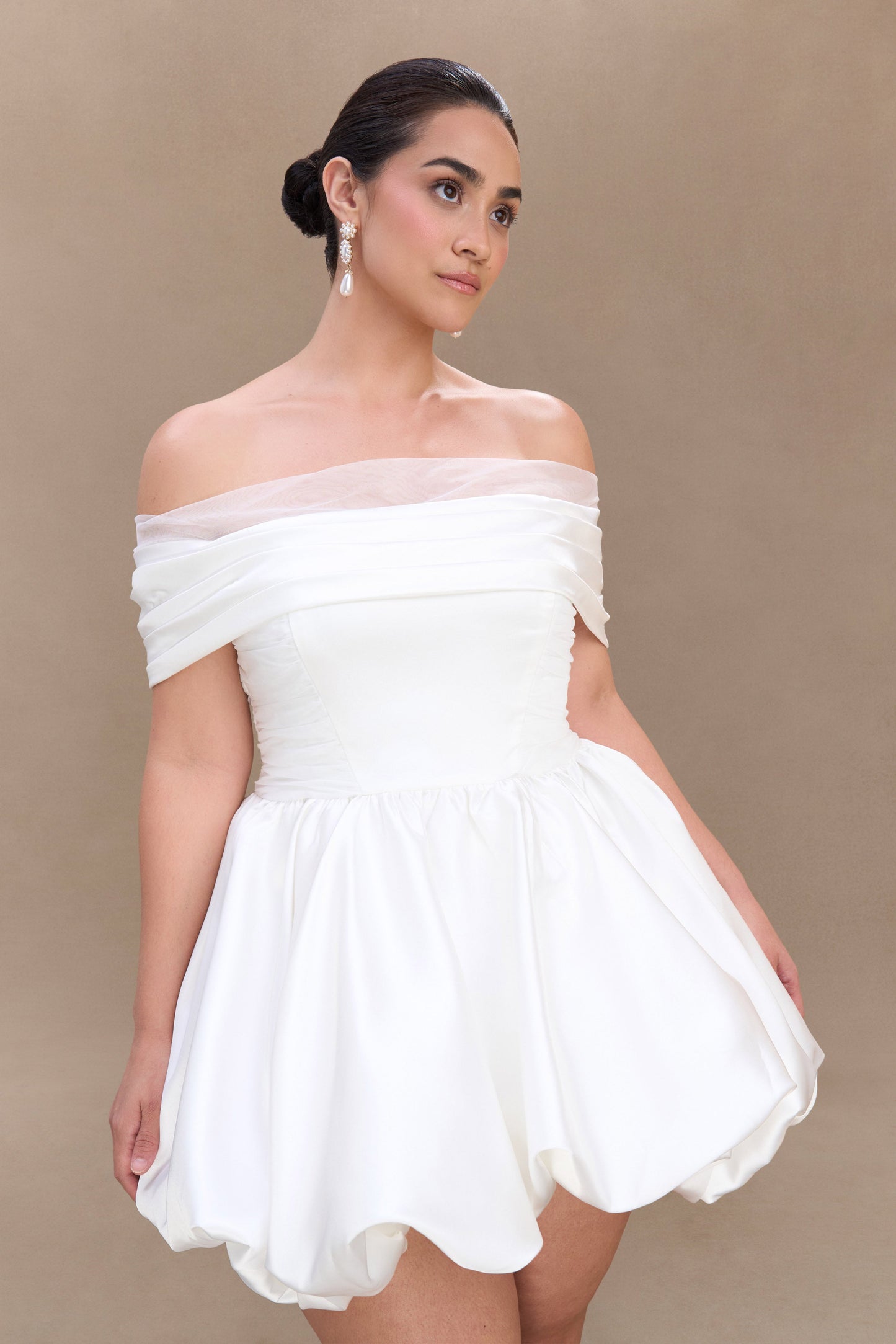 Lauretta Off Shoulder Mini Dress - White