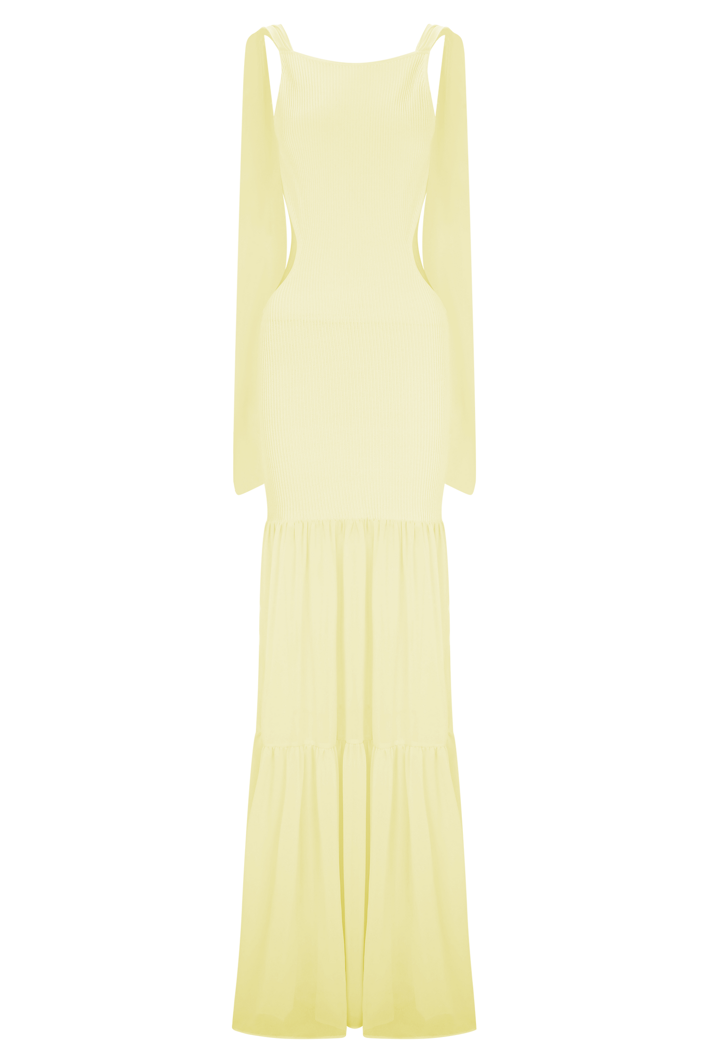 Haille Knit Chiffon Maxi Dress - Lemon