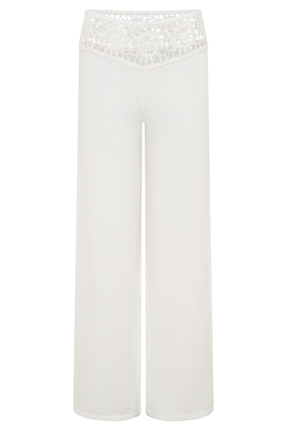 Miley Crochet Waistband Straight Leg Pant - Ivory