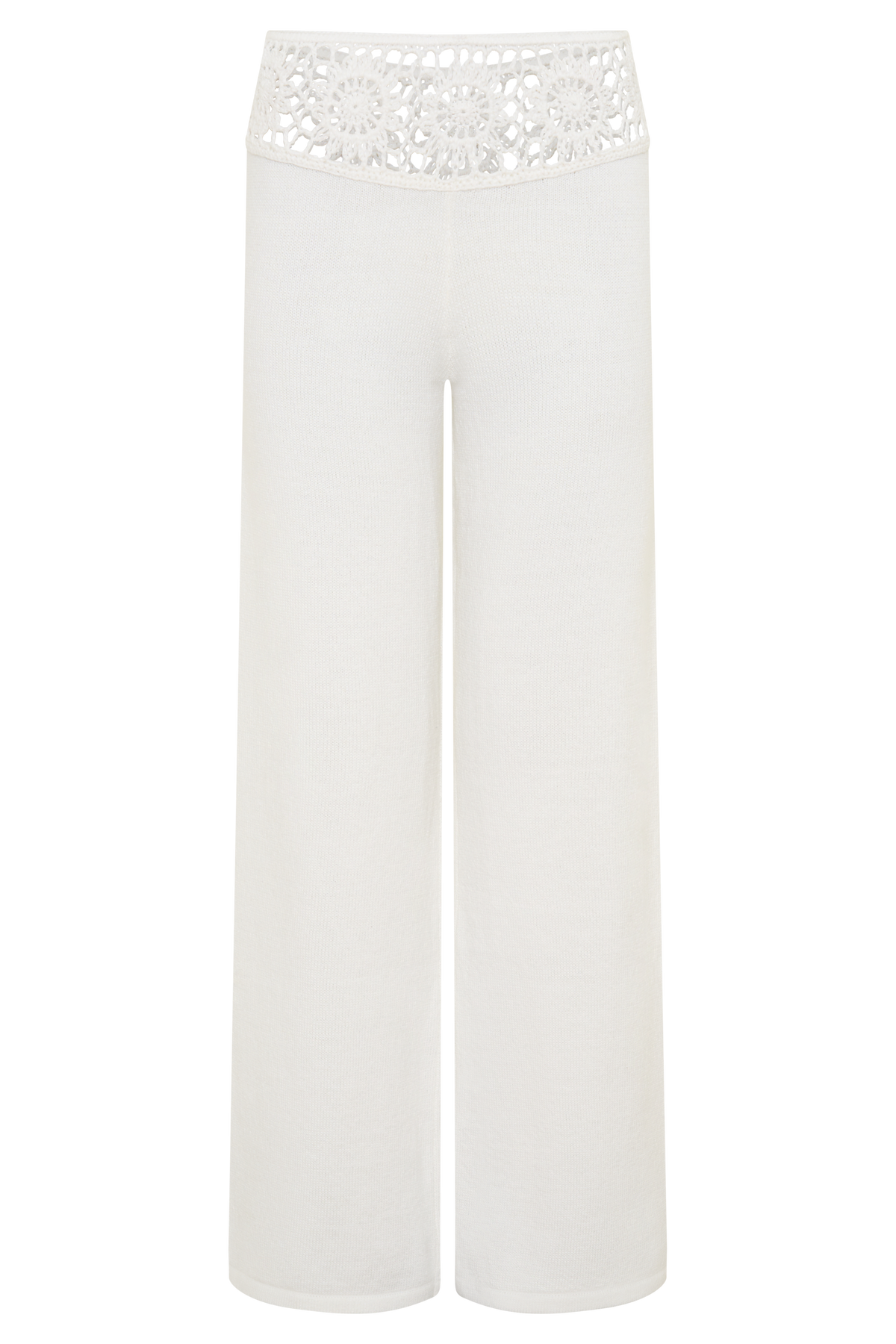 Miley Crochet Waistband Straight Leg Pant - Ivory