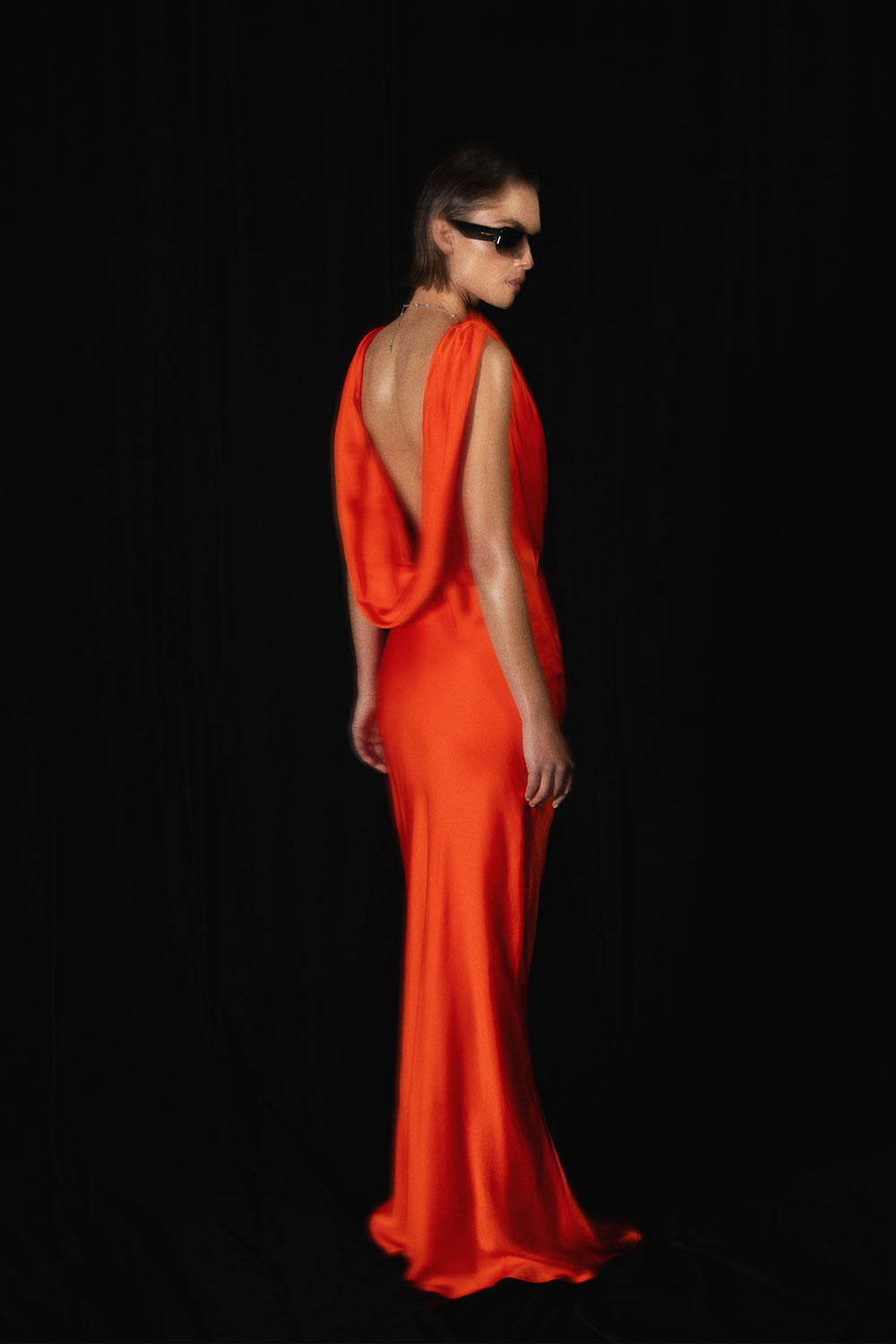 Fantina V Neck Satin Maxi Dress - Blood Orange