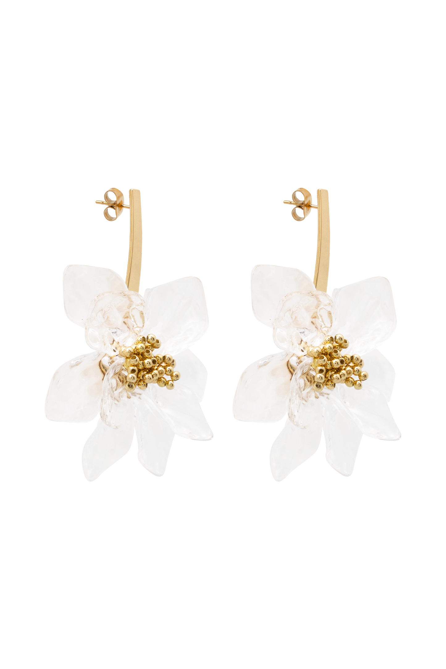 Naomi Acrylic Flower Earring - Gold