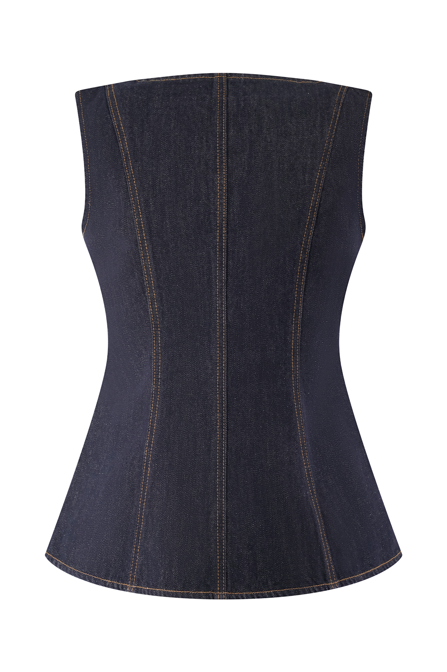 Neve Sleeveless Buttoned Denim Top - Washed Indigo Blue
