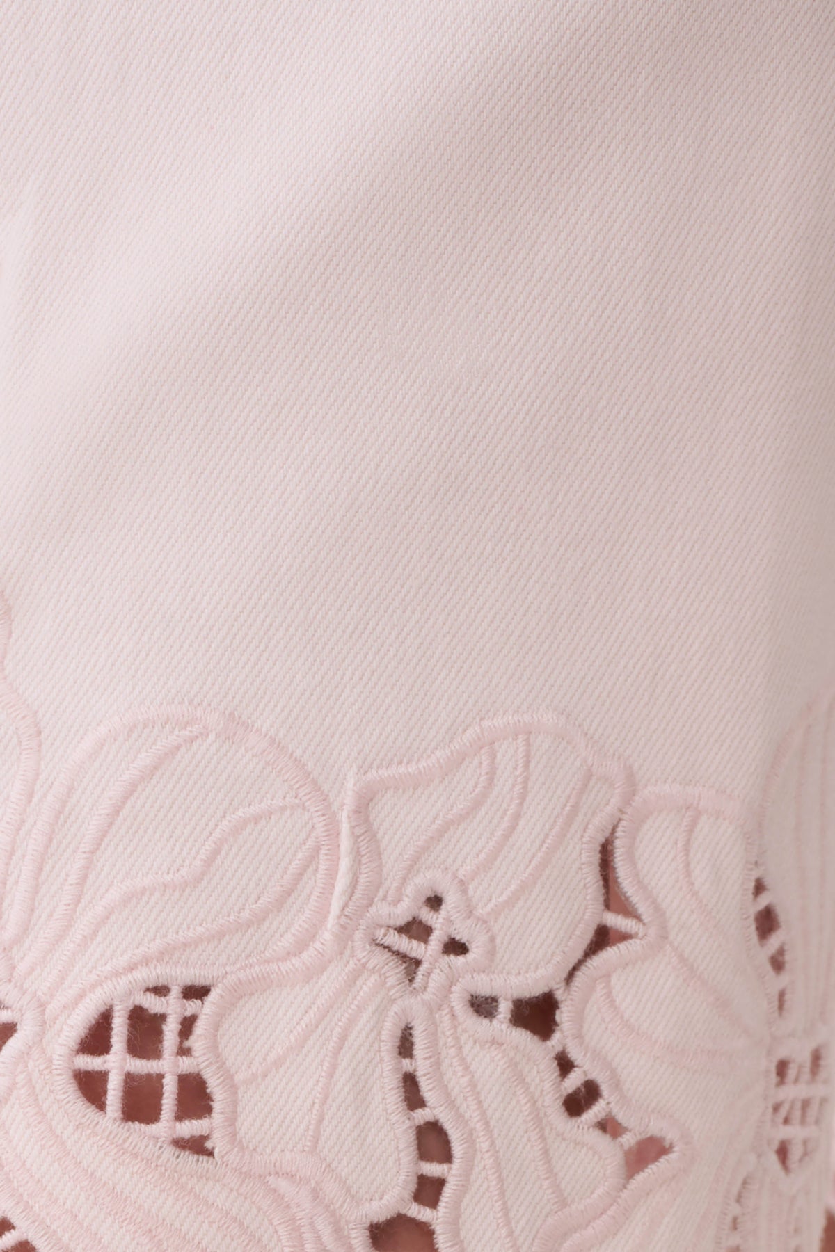 Tillie Flower Embroidery Denim Capris - Baby Pink