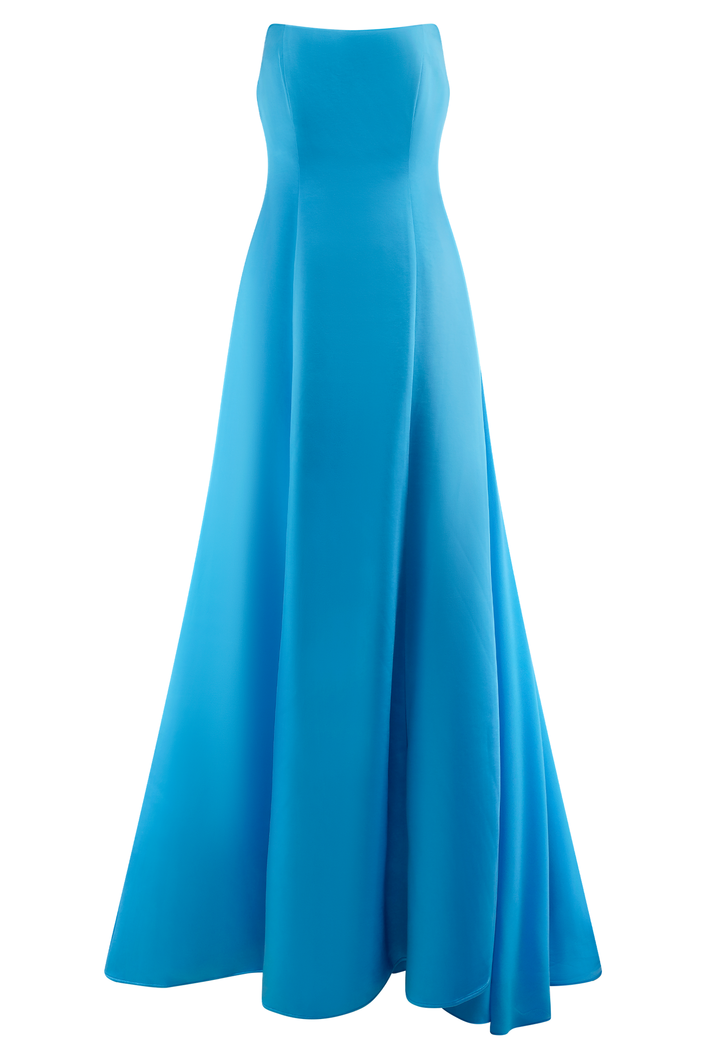 Rosella Satin Strapless Maxi Dress - Cyan Blue