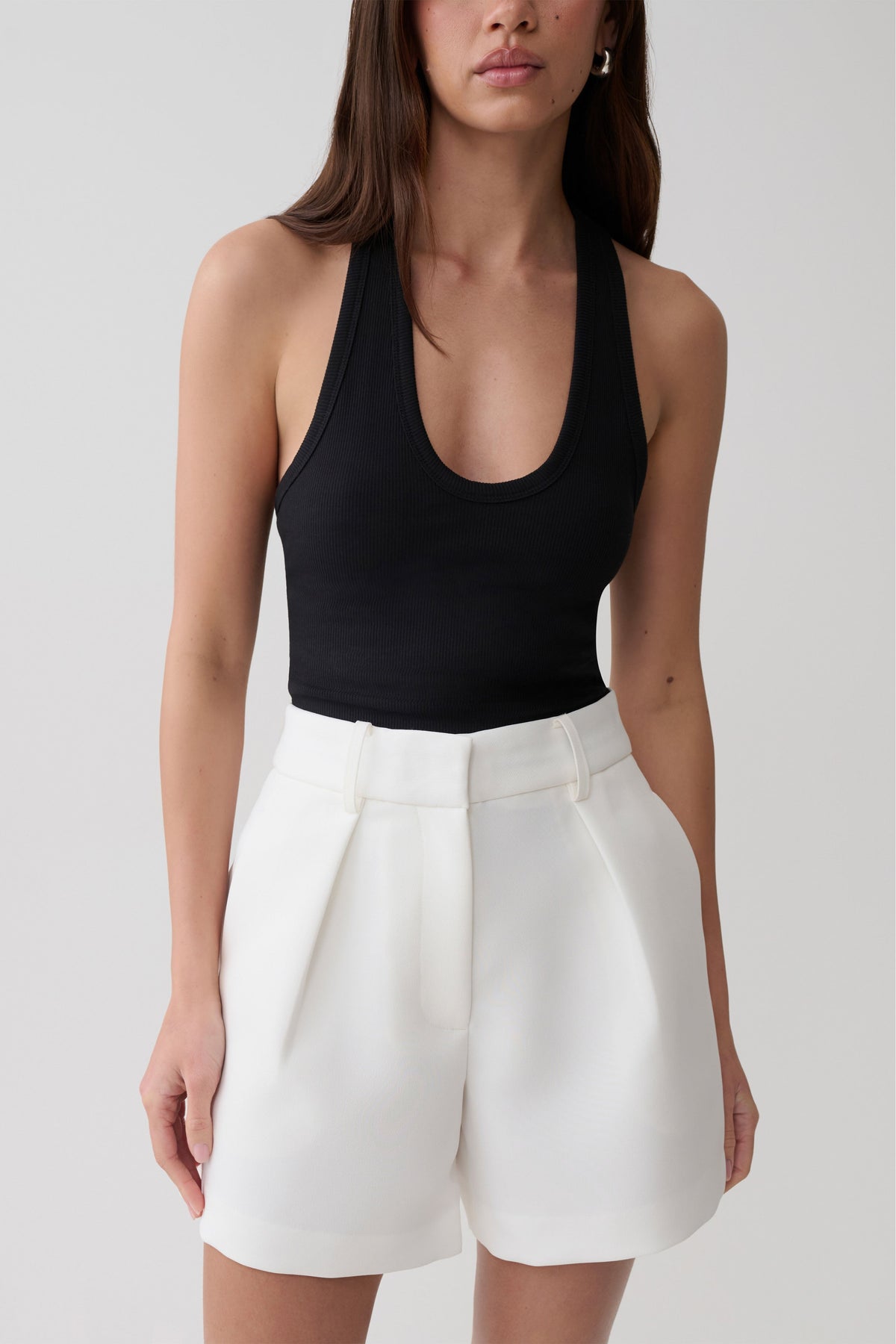 Dominique Pleated Suiting Shorts - Ivory