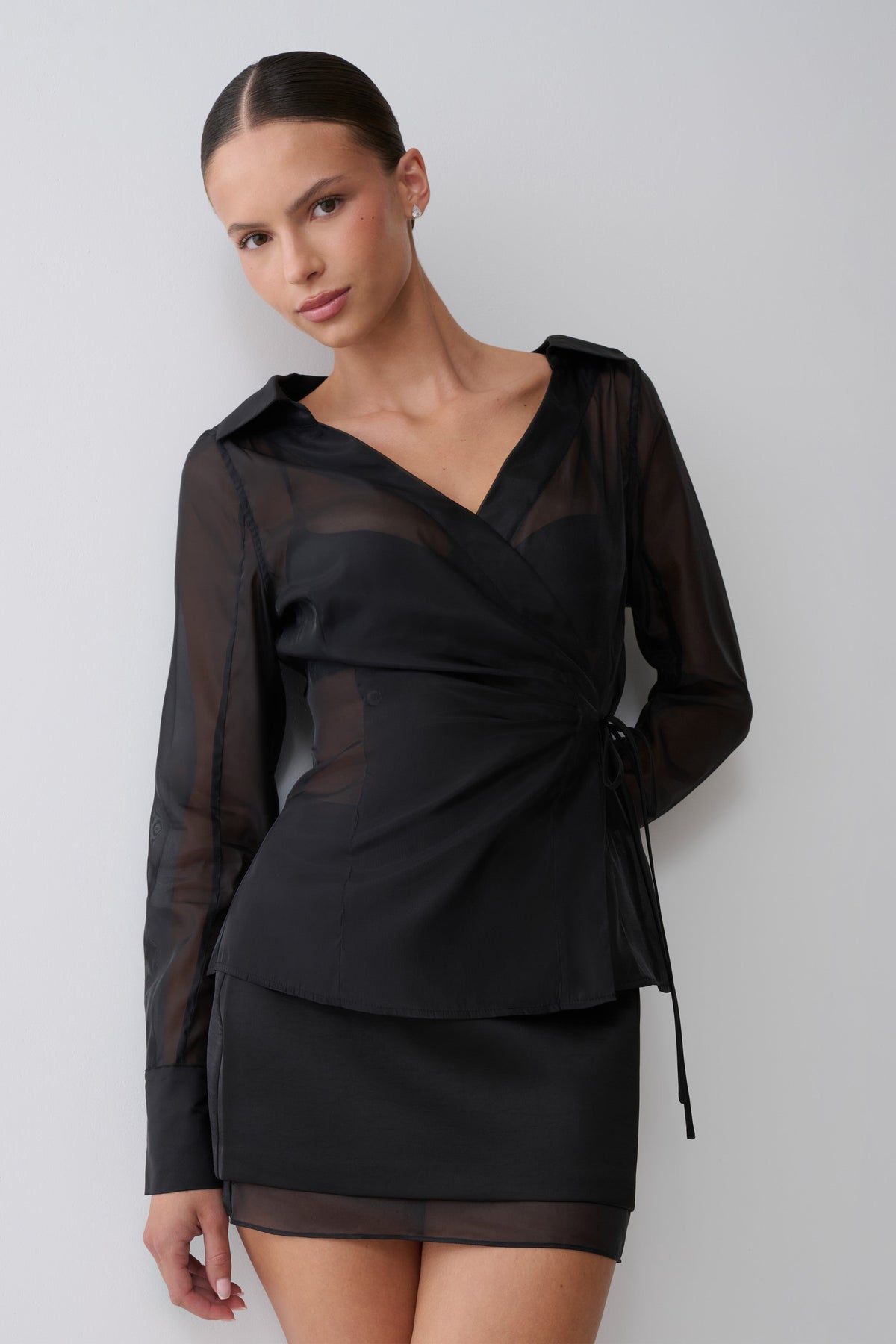 Frankie Satin Mini Skirt - Black