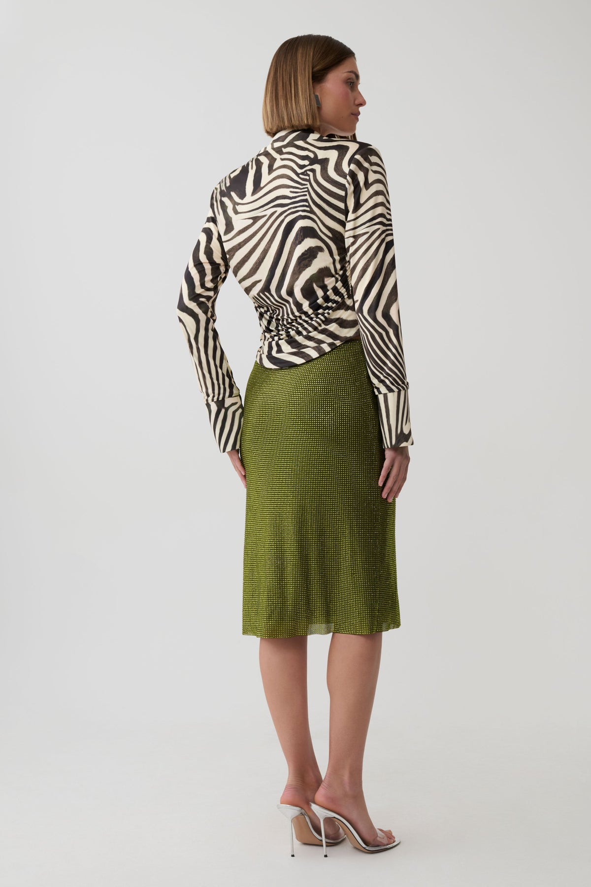 Rosilin Diamante Midi Skirt - Olive