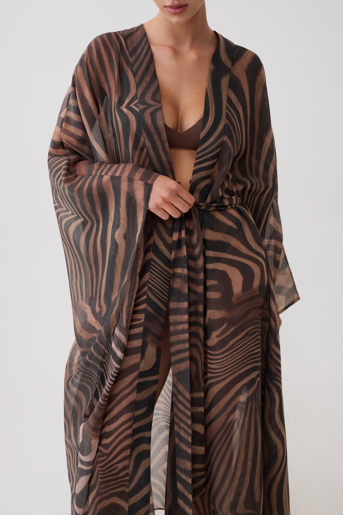 Neroli Sheer Maxi Kimono - Zebra Print