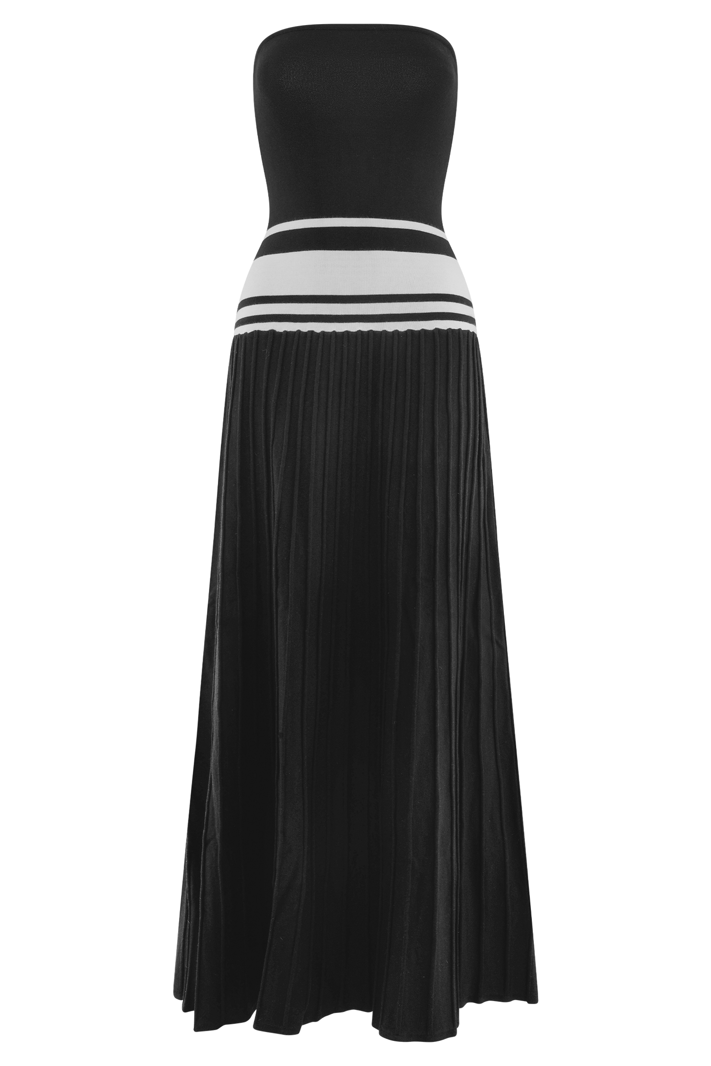Solaris Strapless Contrast Knit Maxi Dress - Black/White
