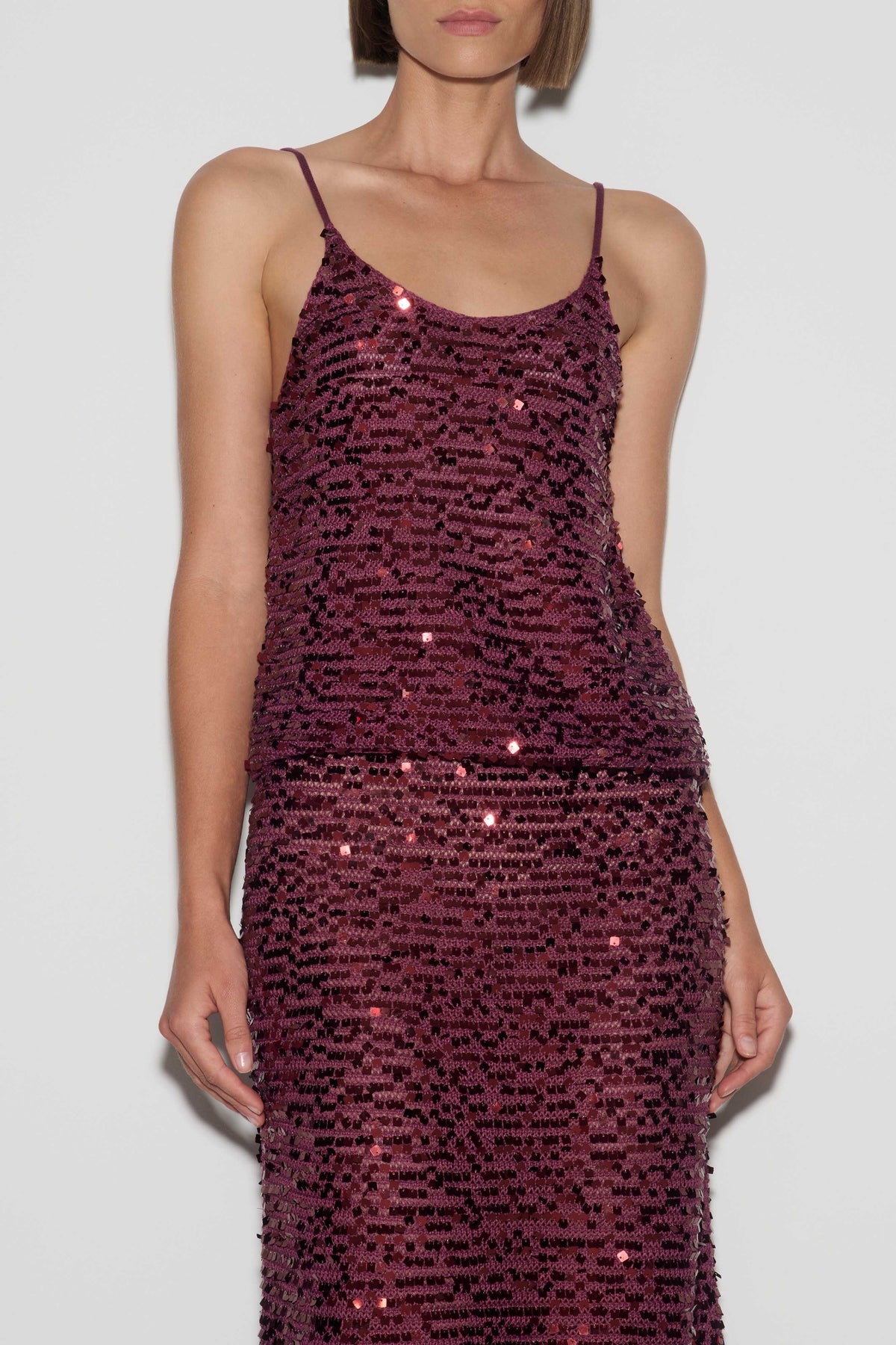 Eloize Sequin Knit Tank Top - Plum