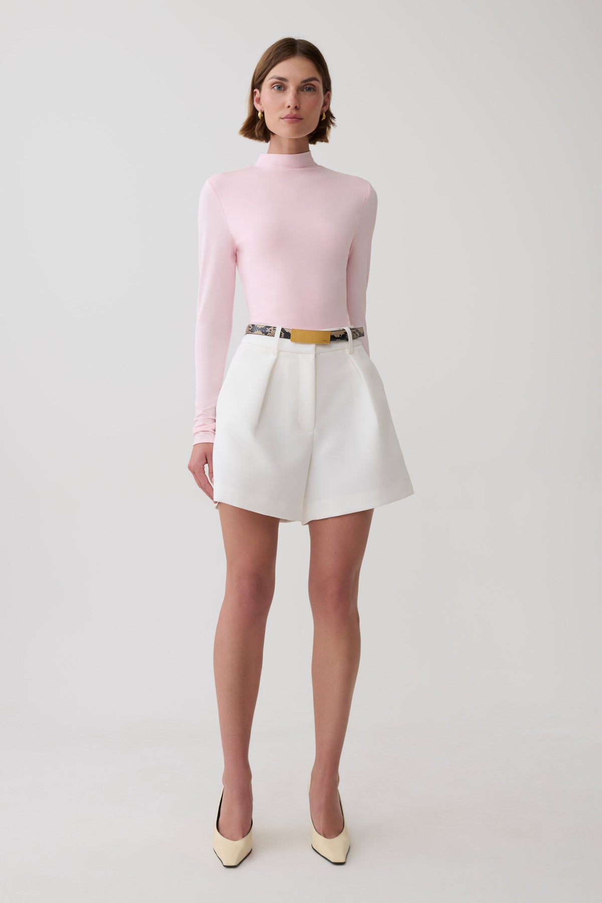 Jurney Longsleeve Roll Neck Top - Pale Pink