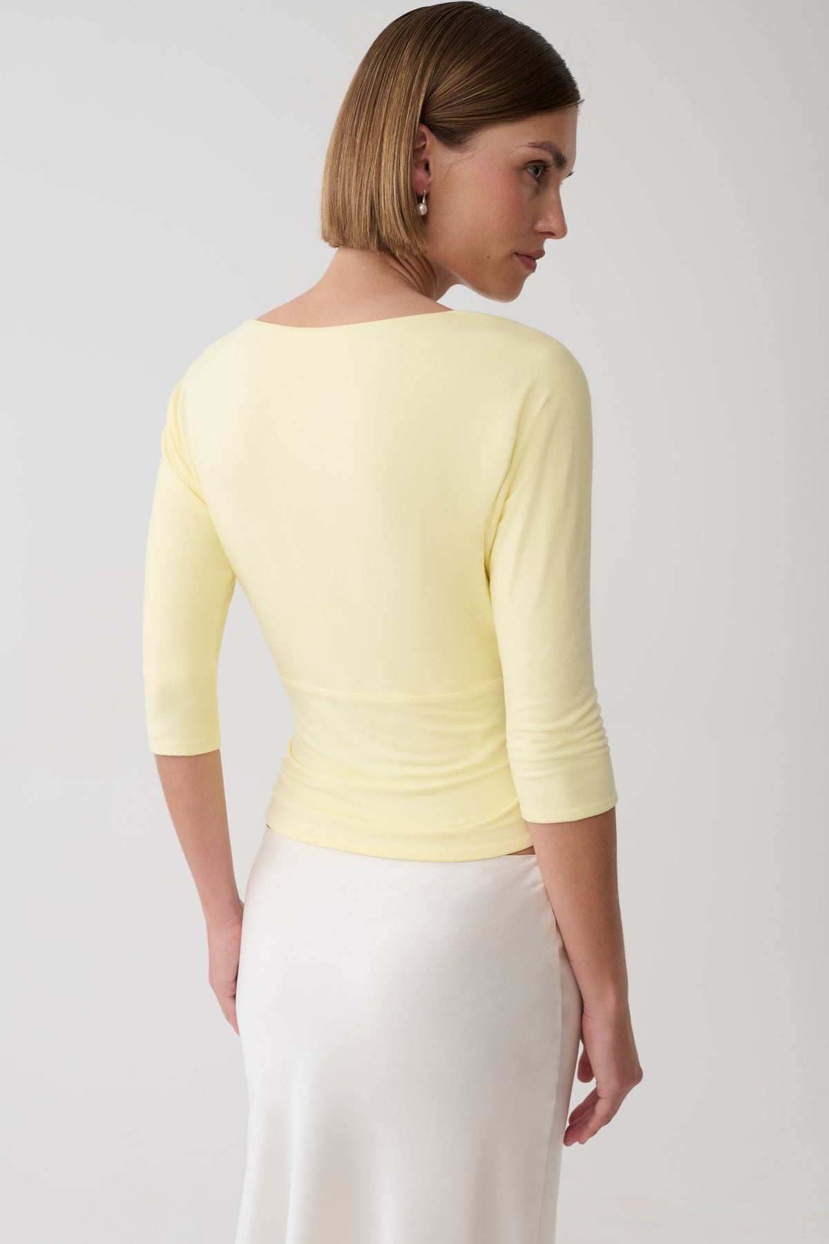 Mya Plunge V Neck Short Sleeve Top - Sunny Lemon