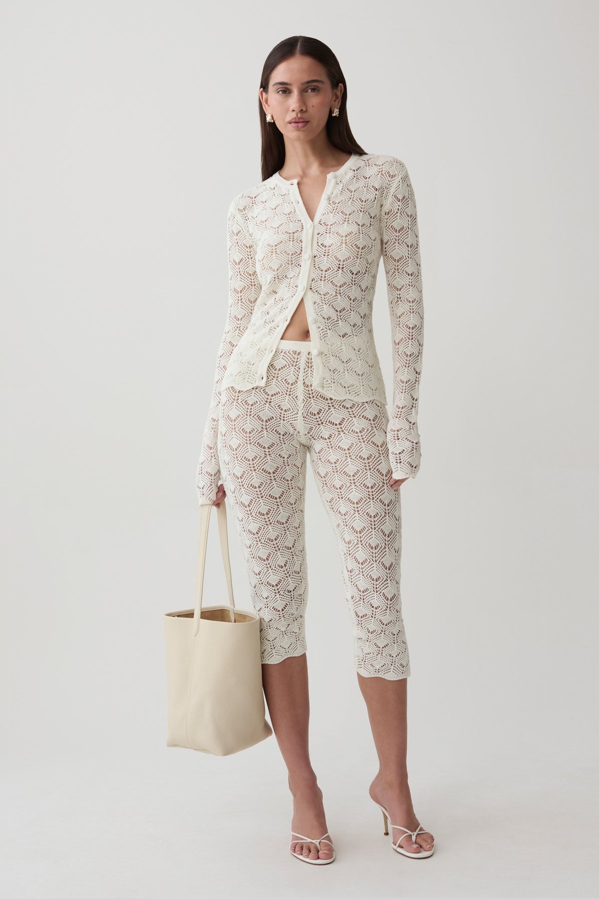 Nikiki Crochet Knit Cardigan - Ivory