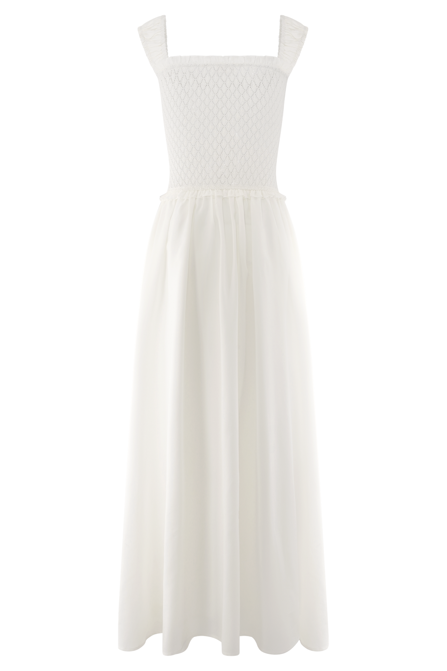 Tahlia Pointelle Knit Midi Dress - White