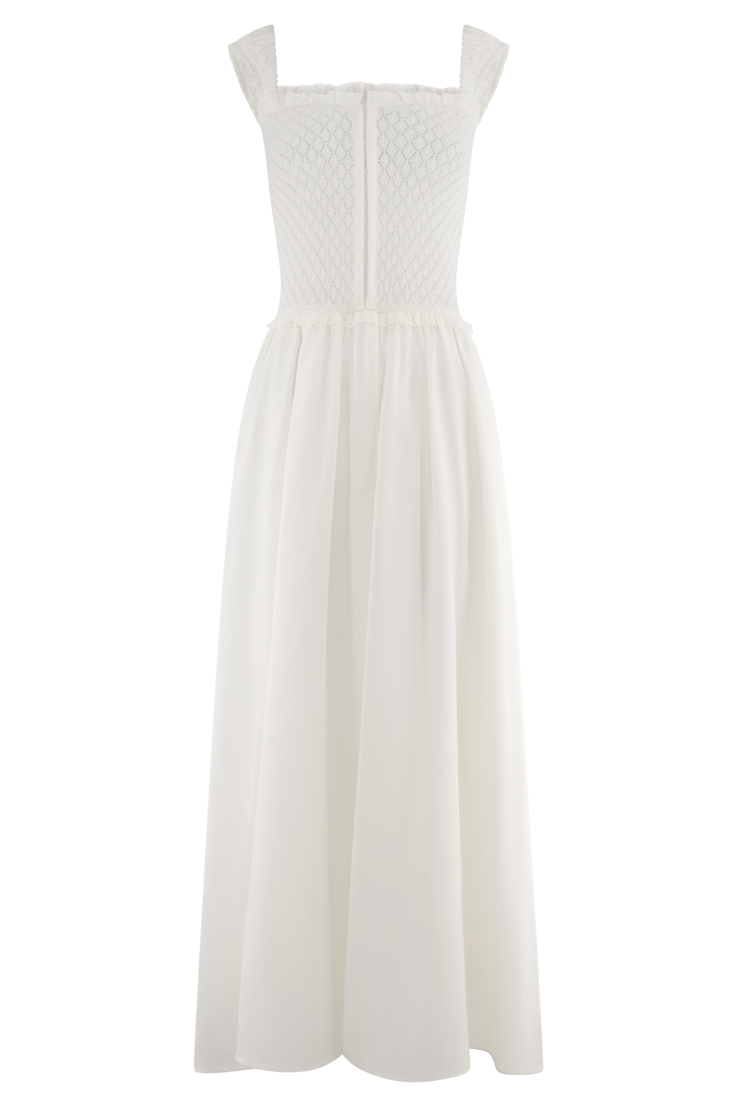 Tahlia Pointelle Knit Midi Dress - White