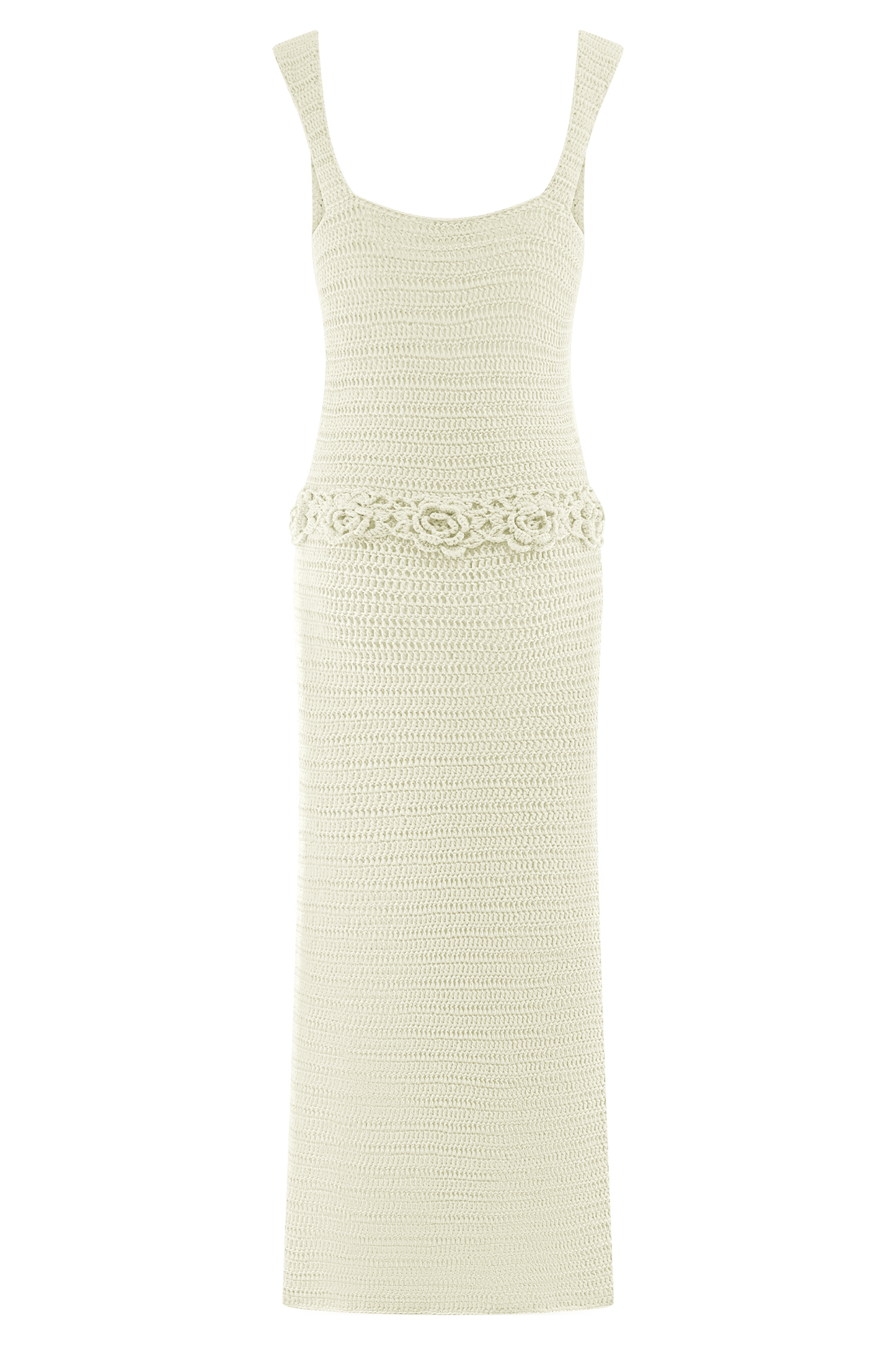 Teagan Floral Hand Crochet Midi Dress - Ivory