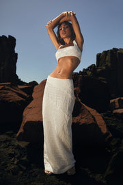 Nyah Textured Midi Skirt - White
