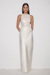 Addison Sequin & Satin Maxi Dress - White