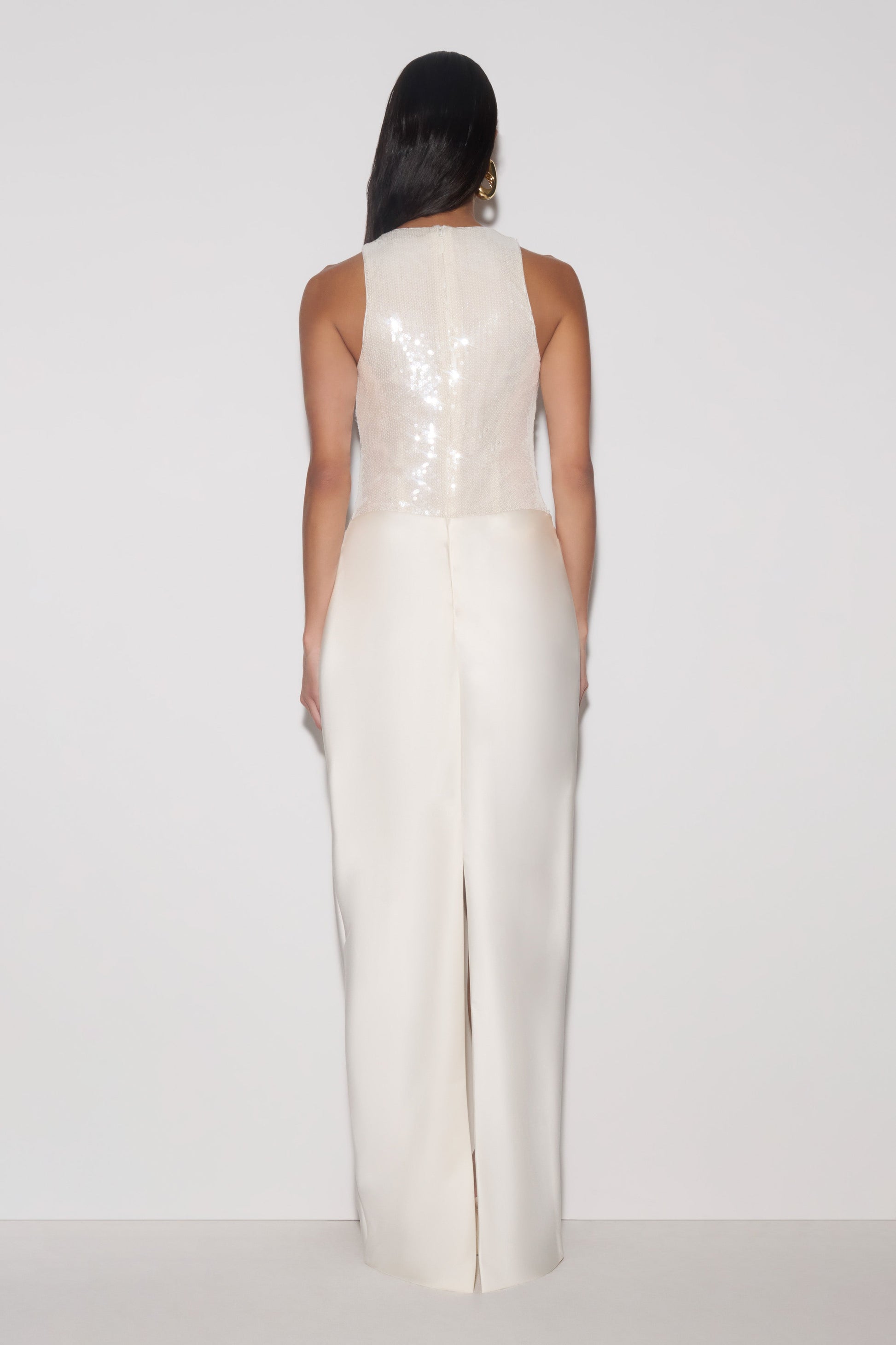 Addison Sequin & Satin Maxi Dress - White #2