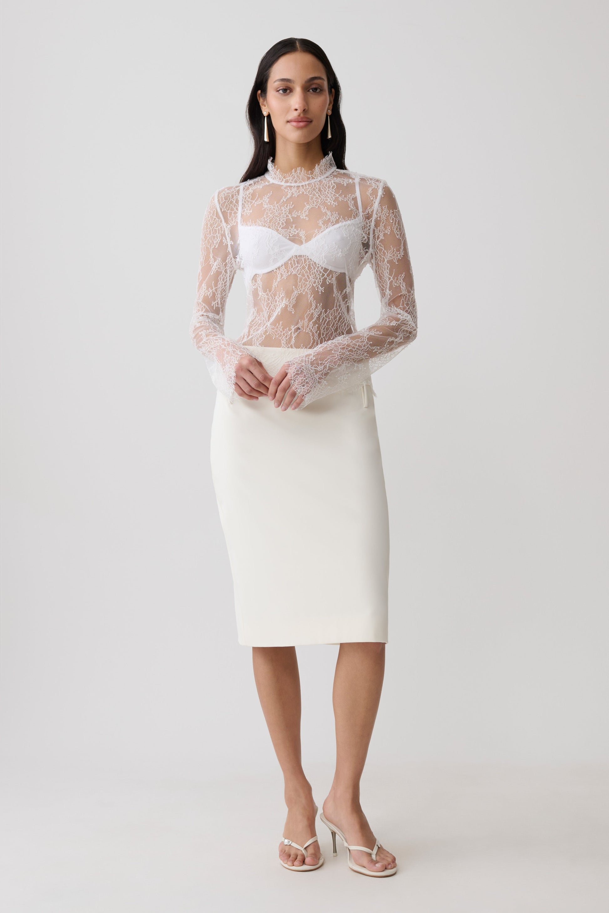 Alizette High Neck Long Sleeve Lace Top