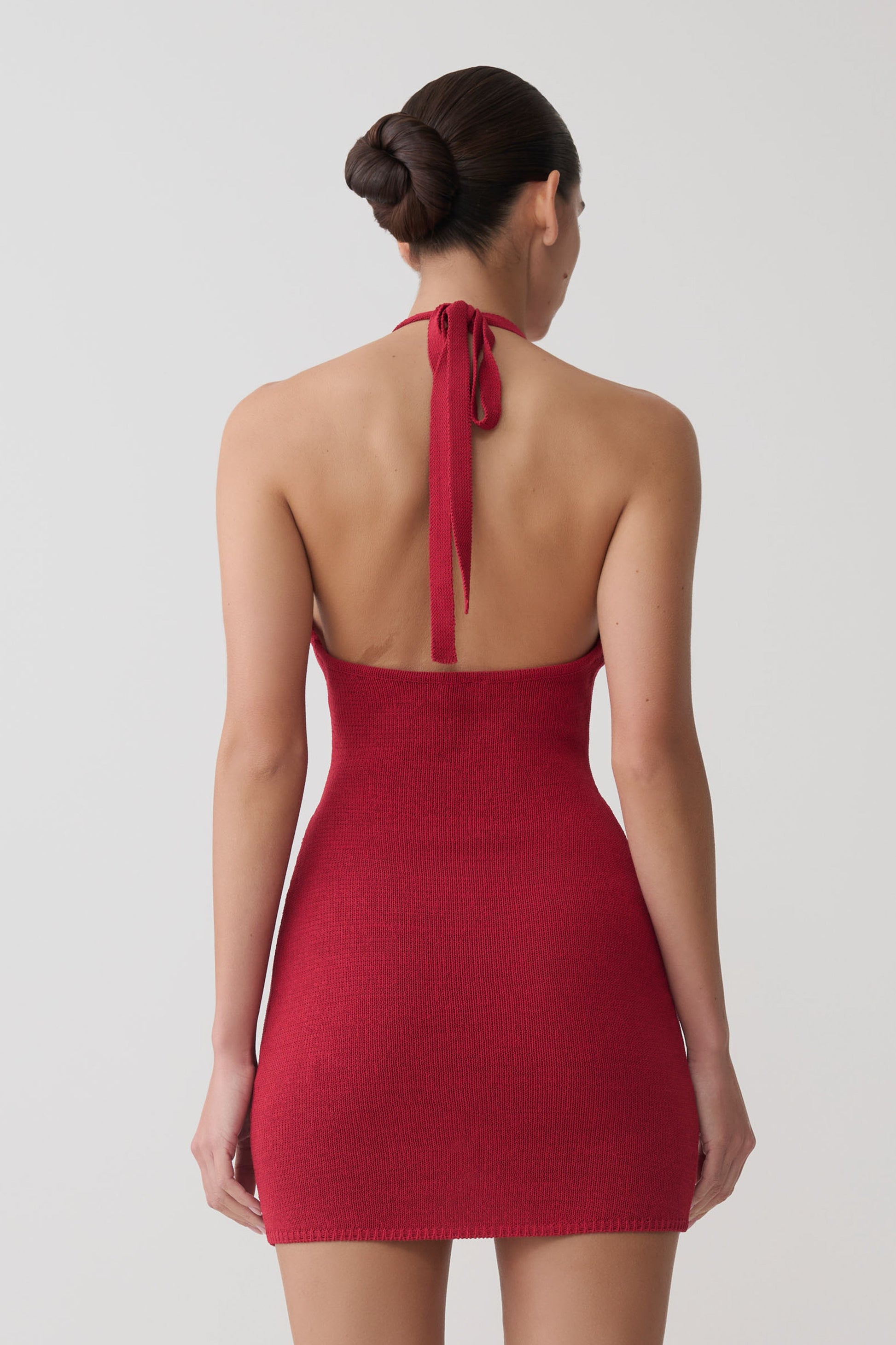 Bohdie Crochet Halter Mini Dress - Pomegranate #2