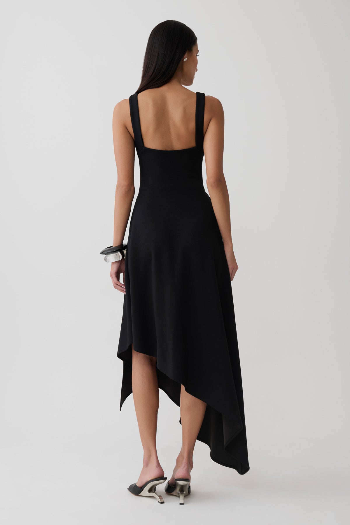 Cellini Asymmetric Hem Midi Dress - Black #2