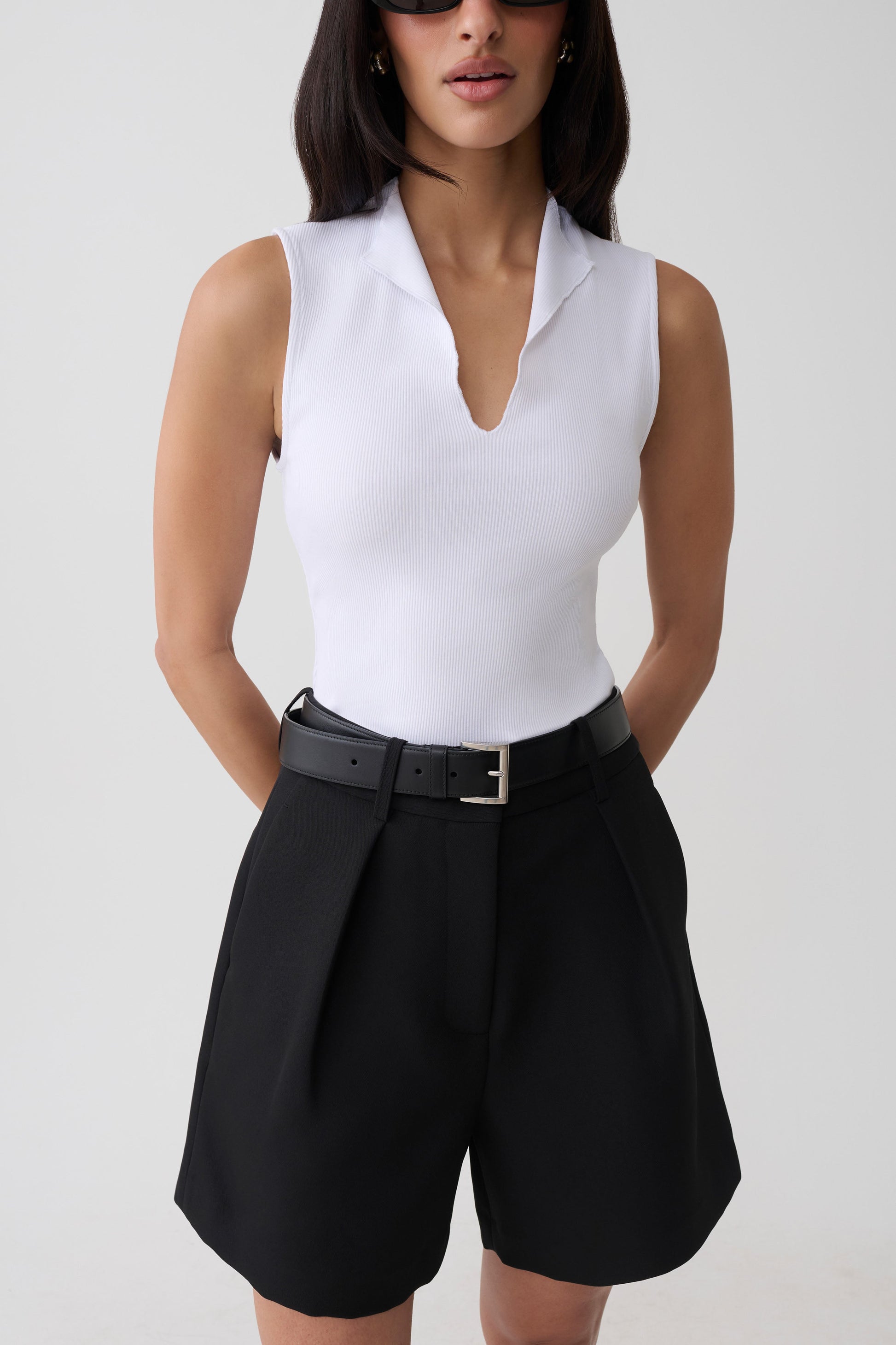 Dominique Pleated Suiting Shorts - Black #3