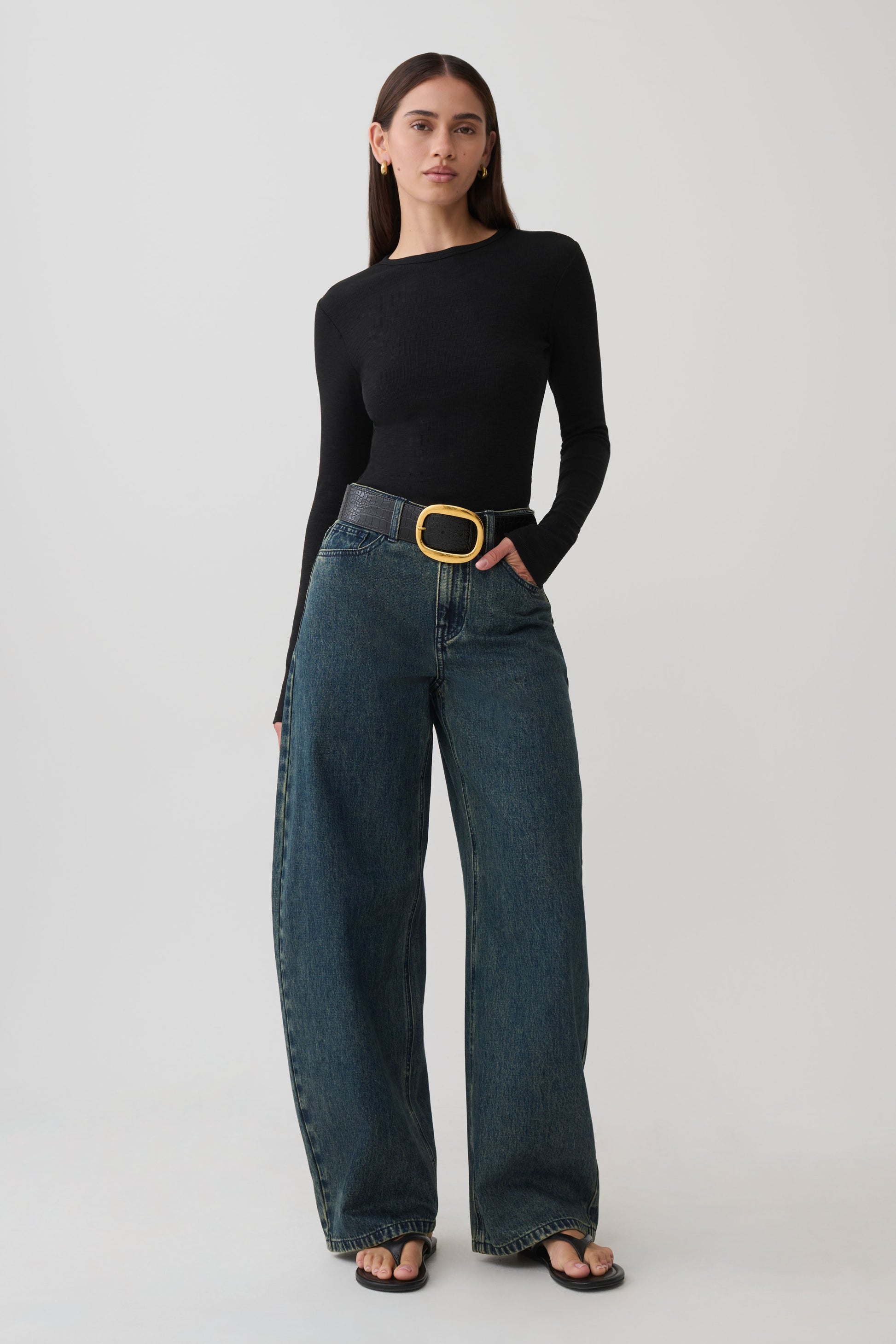 Stephanie Barrel Denim Jeans - Vintage Blue #6