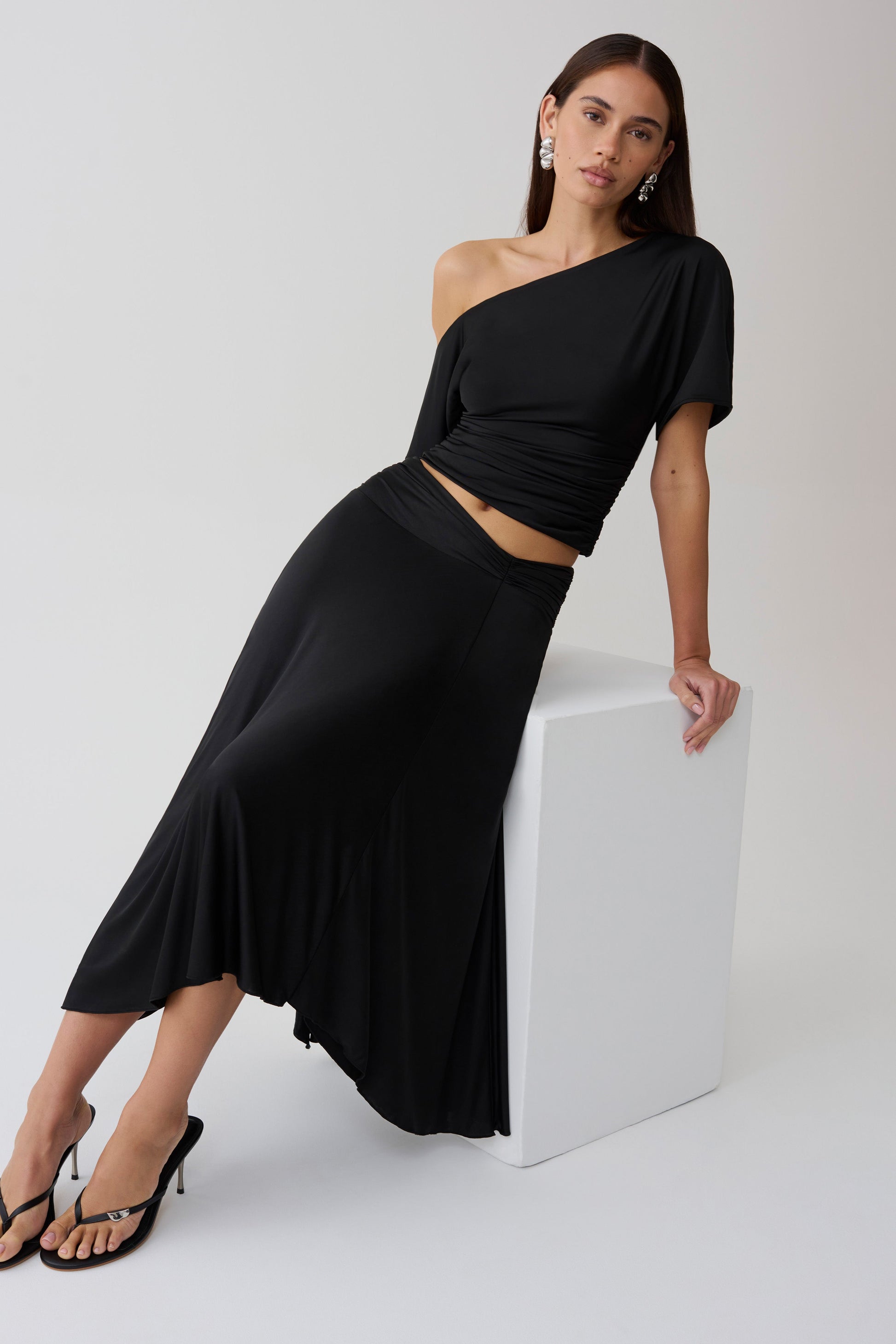 Luu Slinky Midi Skirt - Black #3