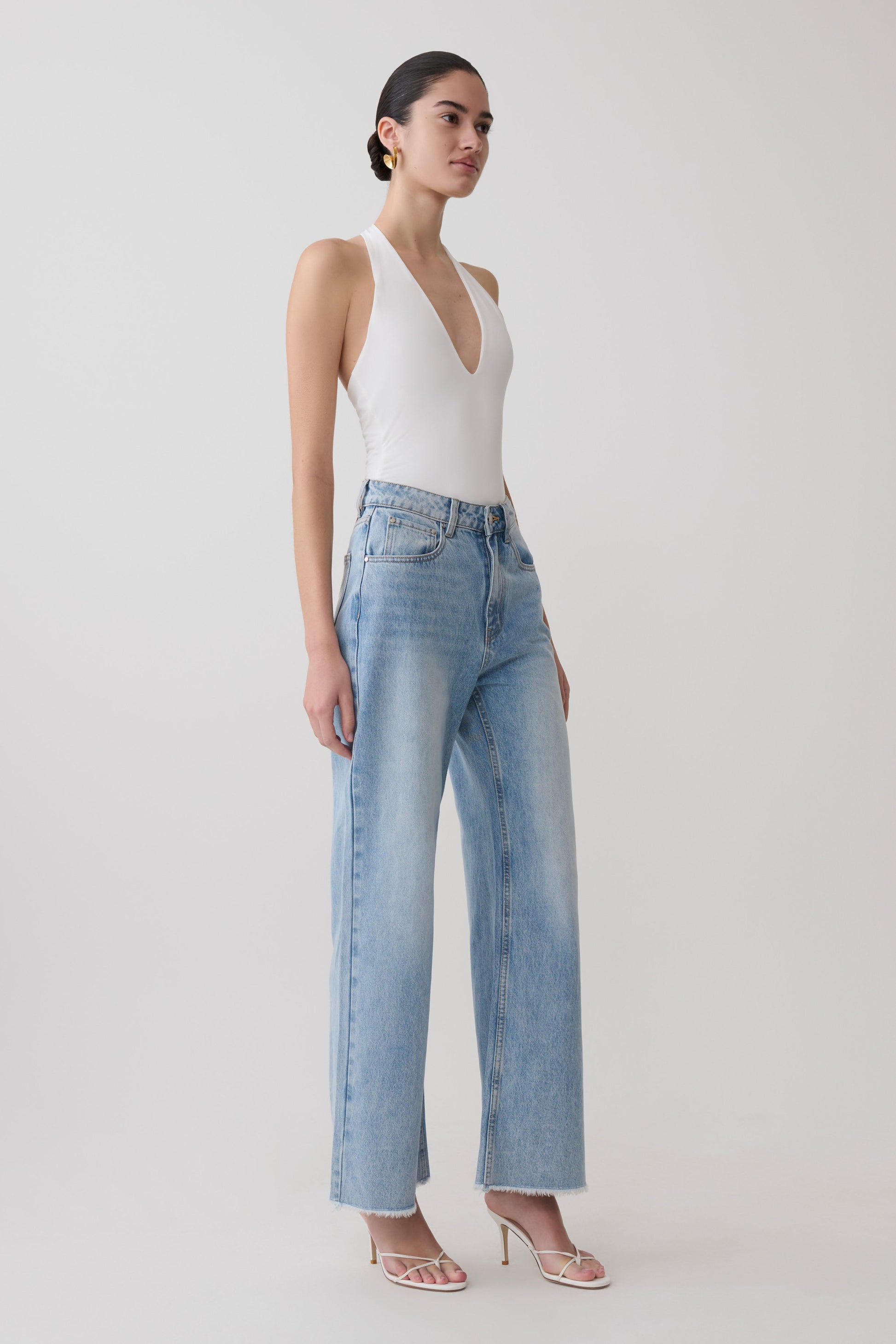 Rebekah Slinky Halter Bodysuit - White #4