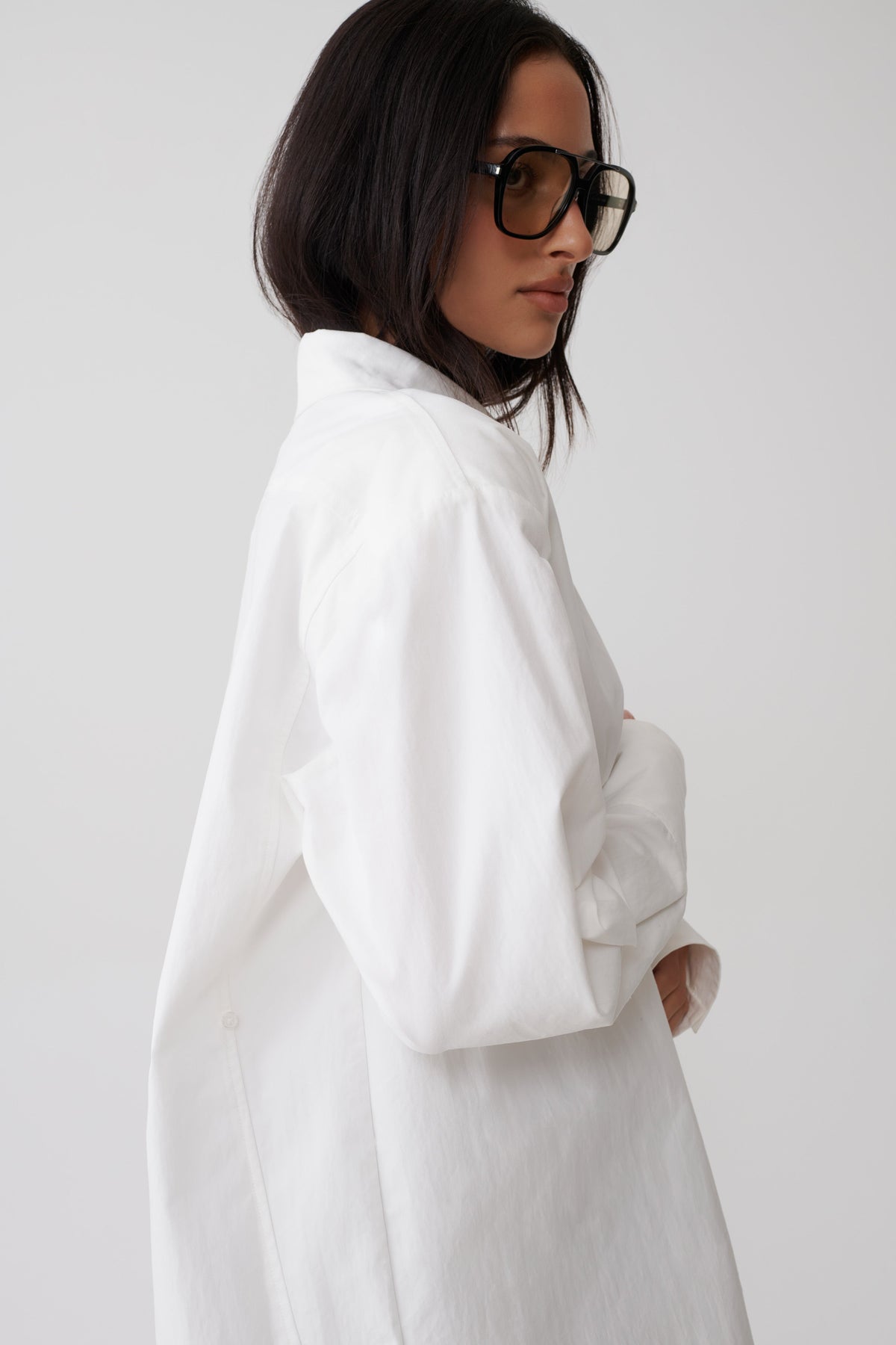 Rosalind Button Back Cotton Shirt - White